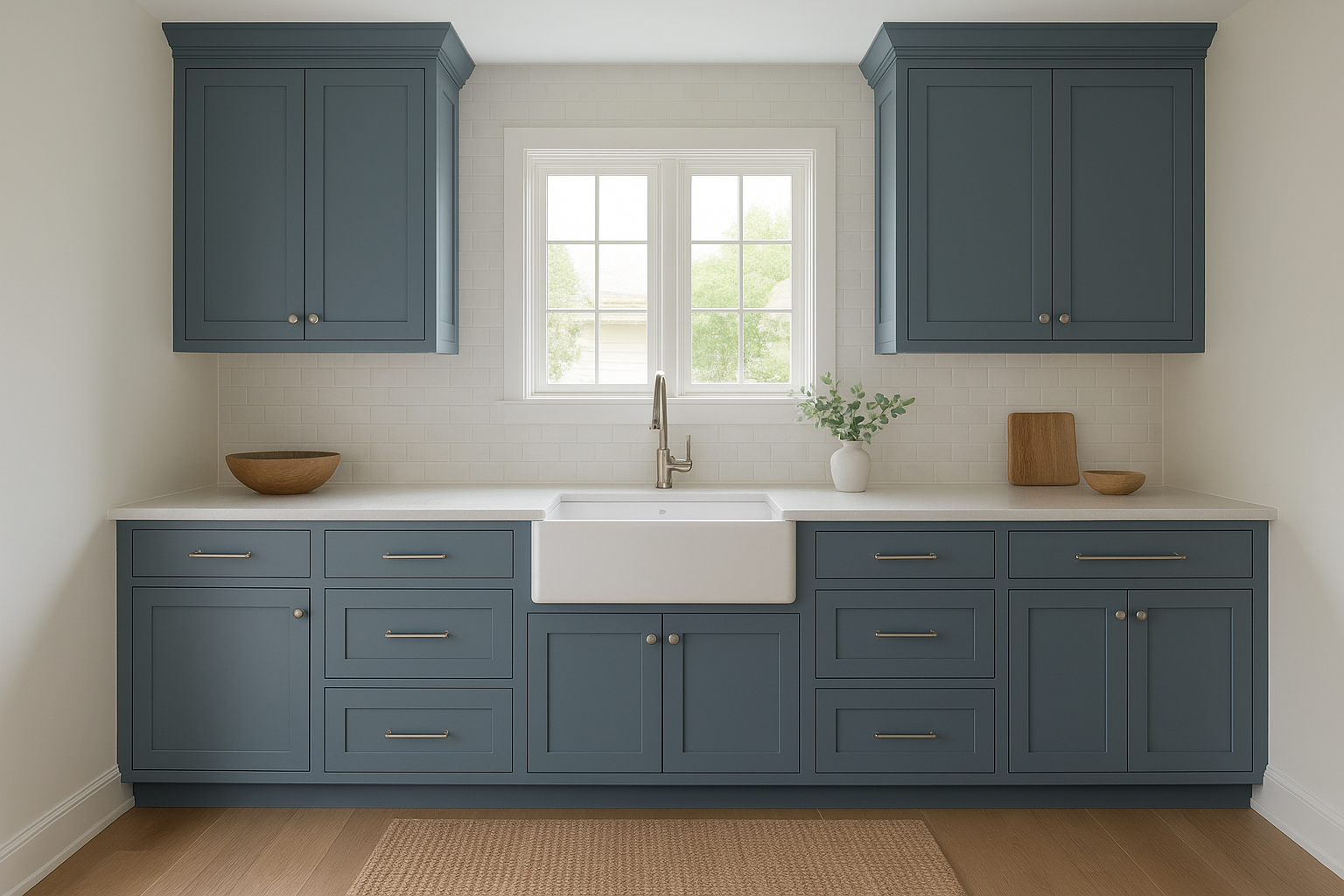 9. Coastal blue-gray cabinets