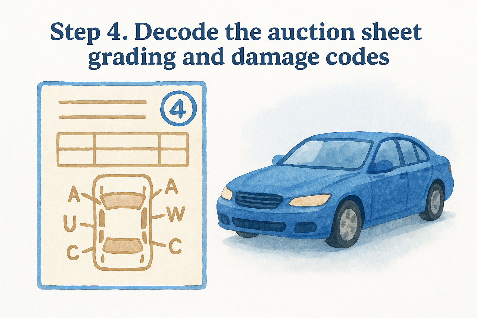 Step 4. Decode the auction sheet grading and damage codes
