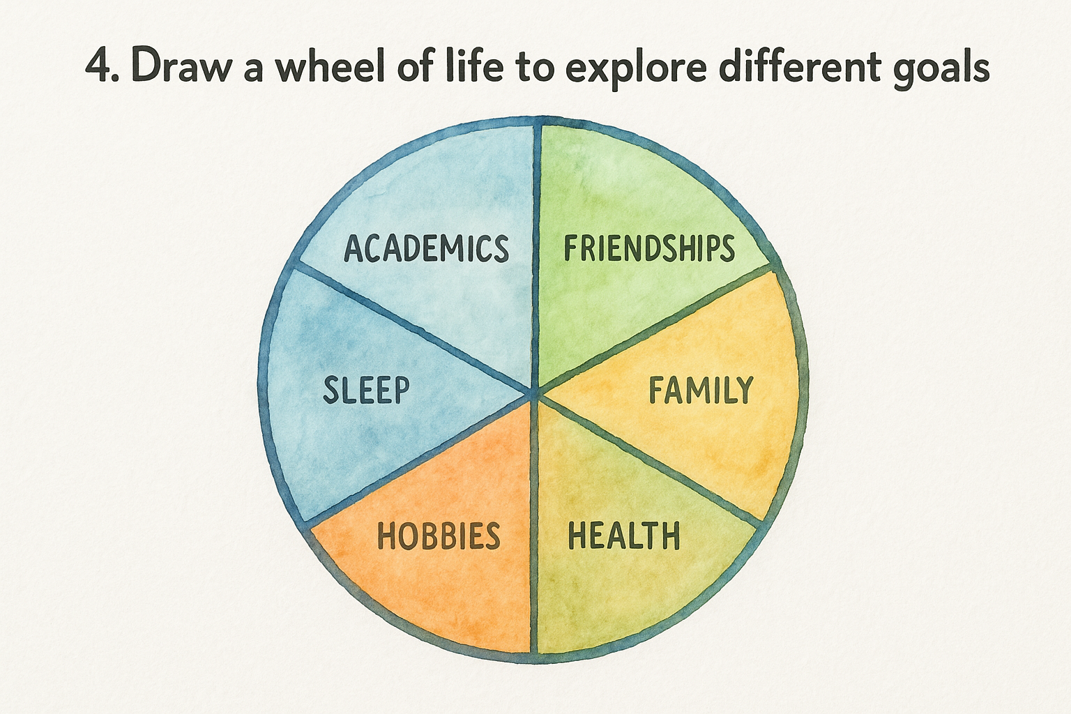 4. Draw a wheel of life to explore different goals