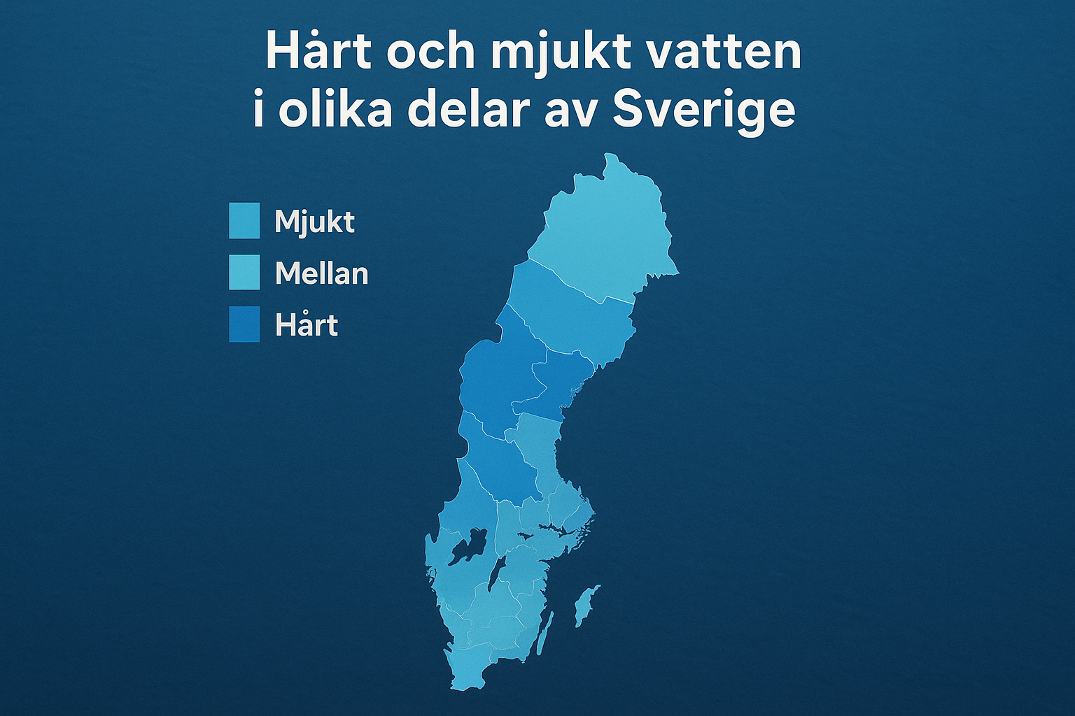 Hårt och mjukt vatten i olika delar av Sverige