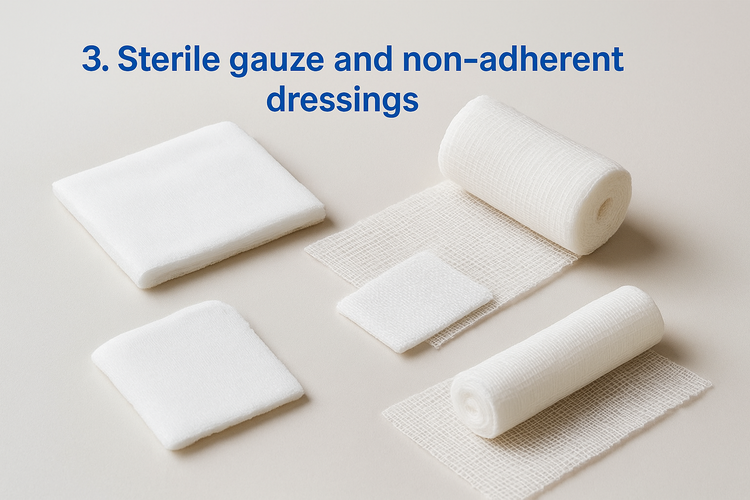 3. Sterile gauze and non-adherent dressings