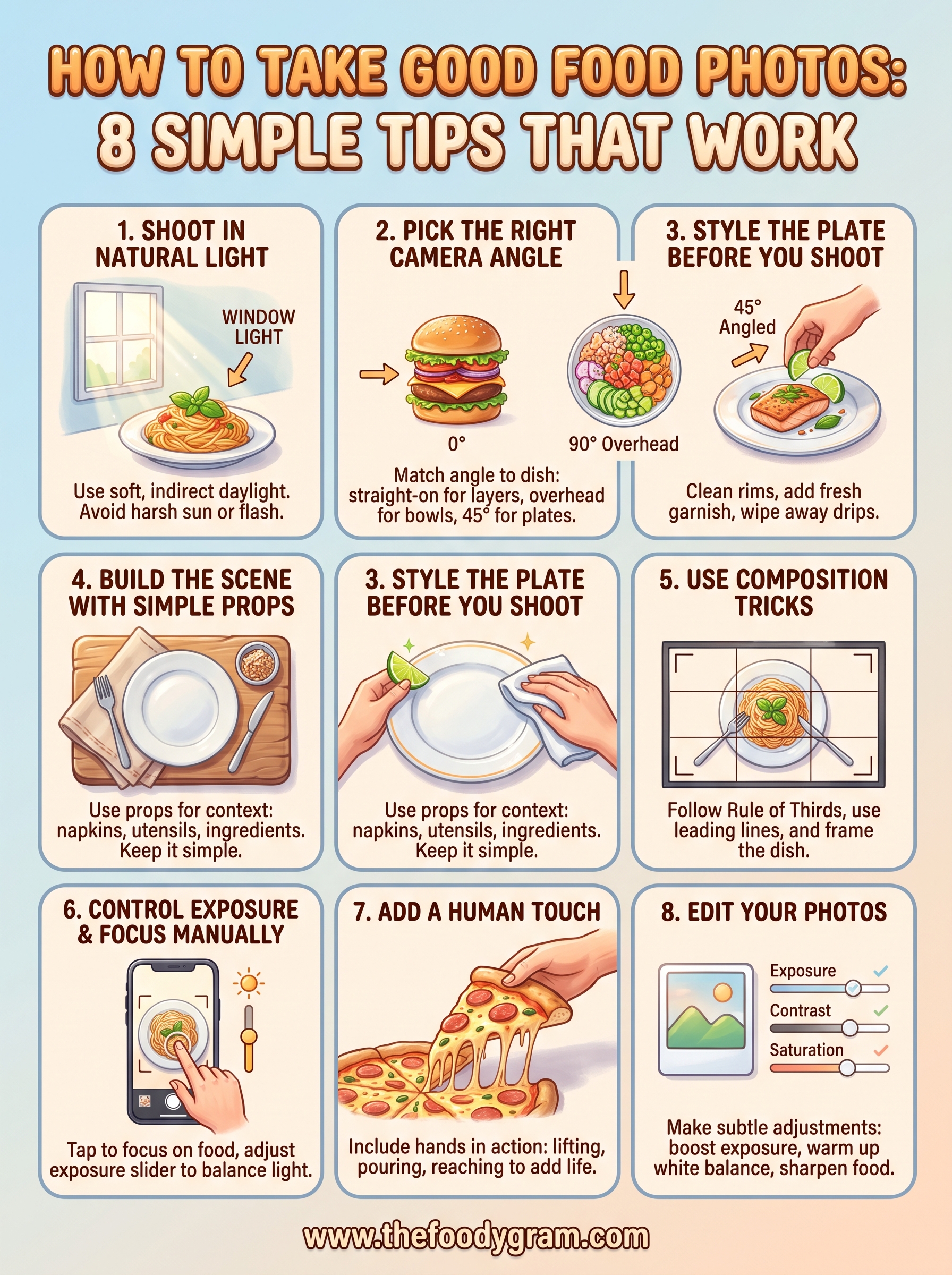 how to take good food photos infographic