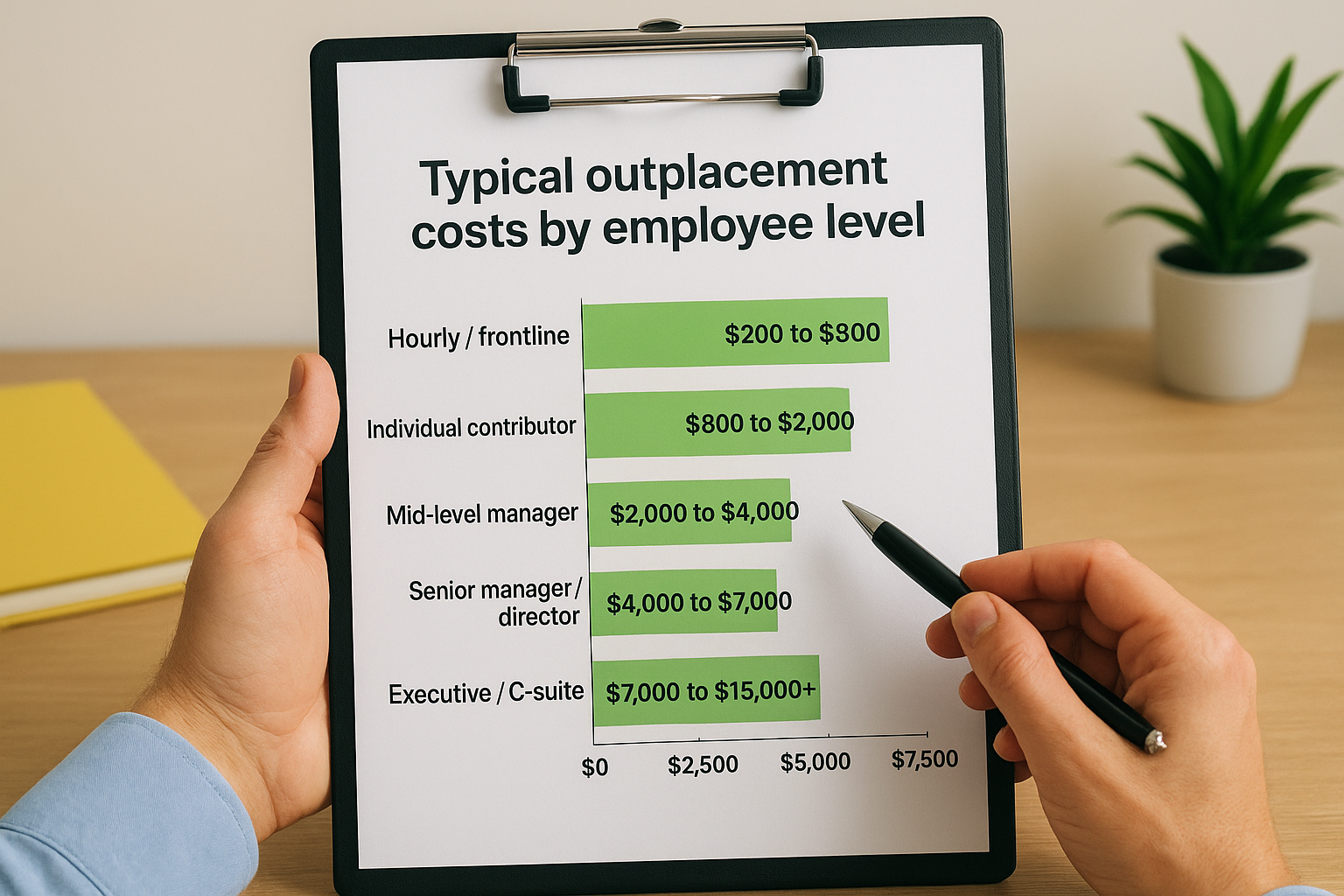 Typical outplacement costs by employee level
