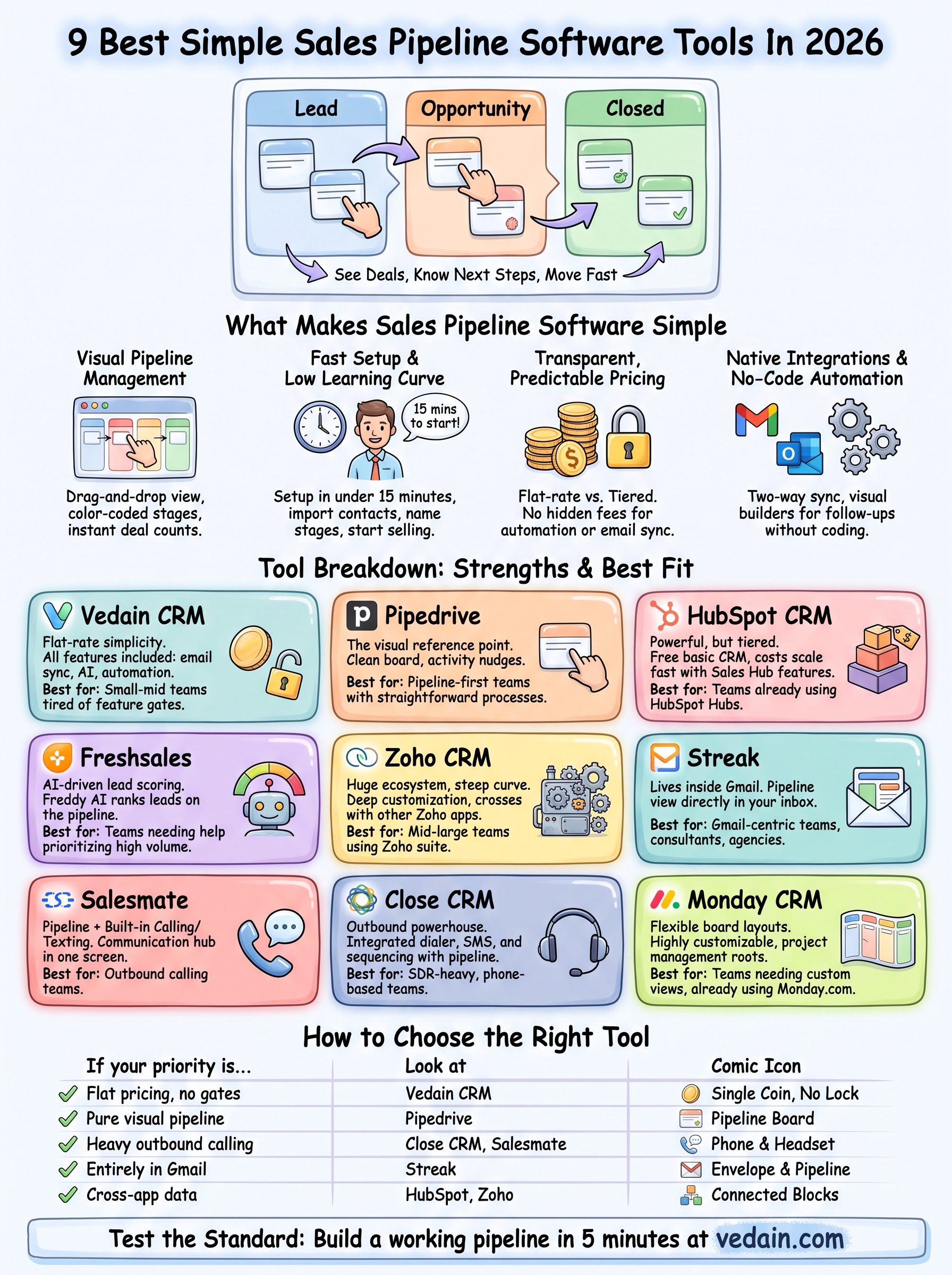 simple sales pipeline software infographic