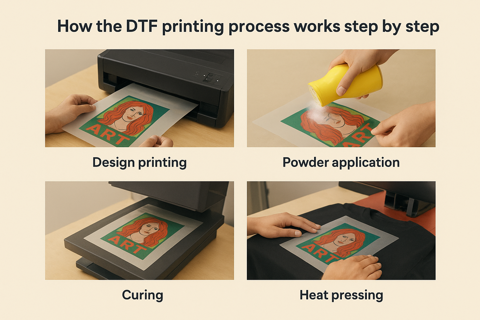 How the DTF printing process works step by step