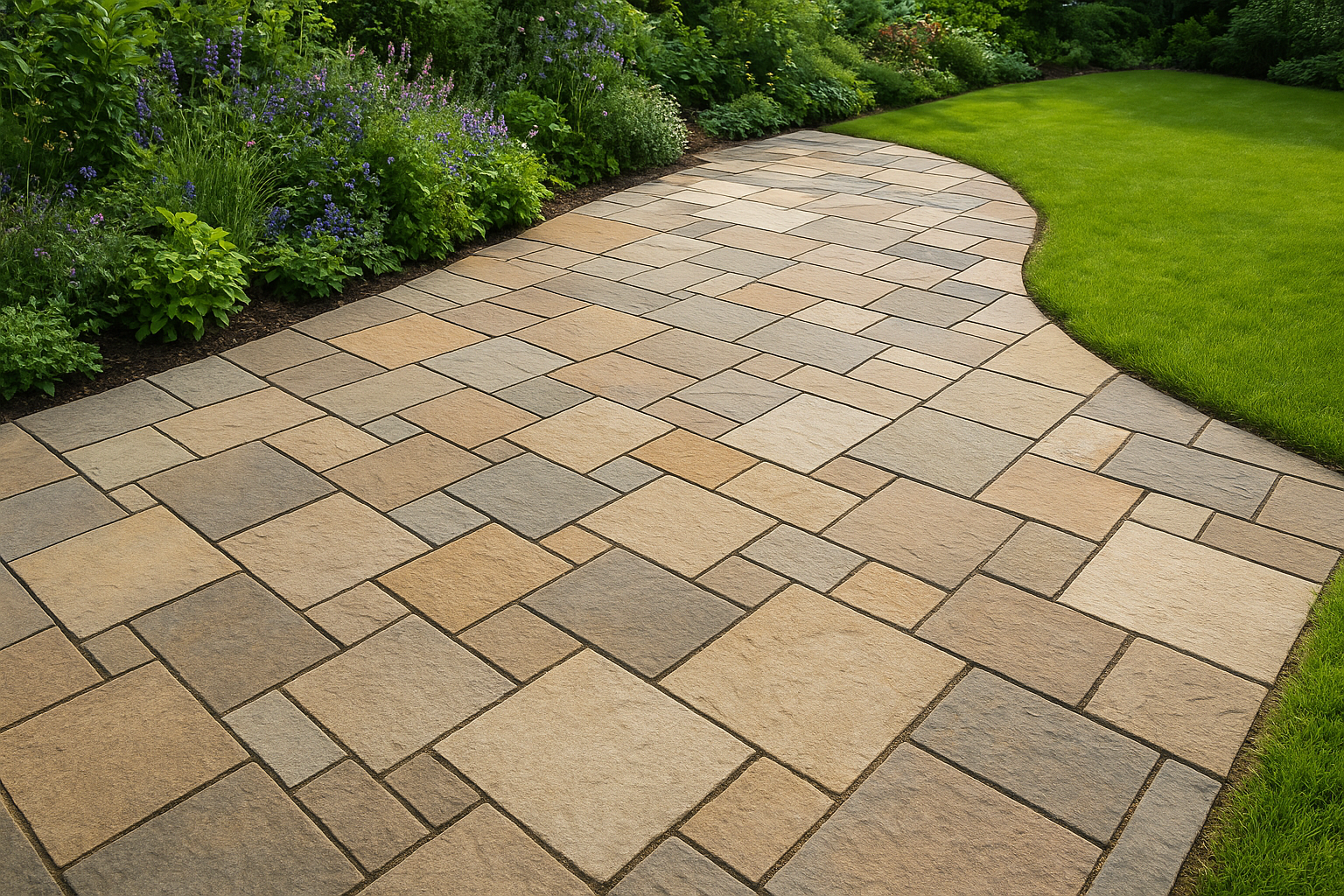 4. Mixed-size and patterned paving for visual interest