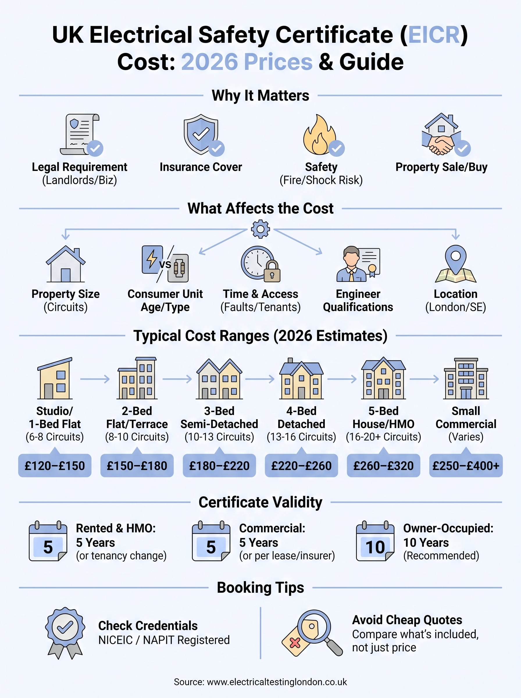 electrical safety certificate cost uk infographic