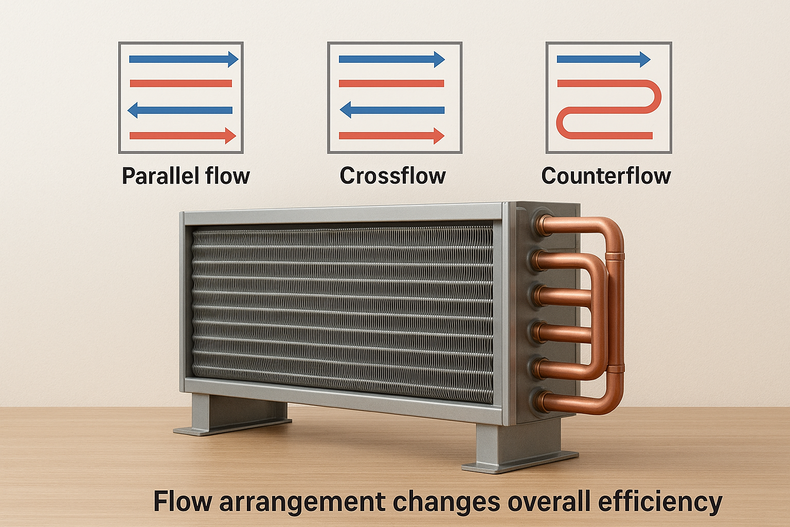 Flow arrangement changes overall efficiency