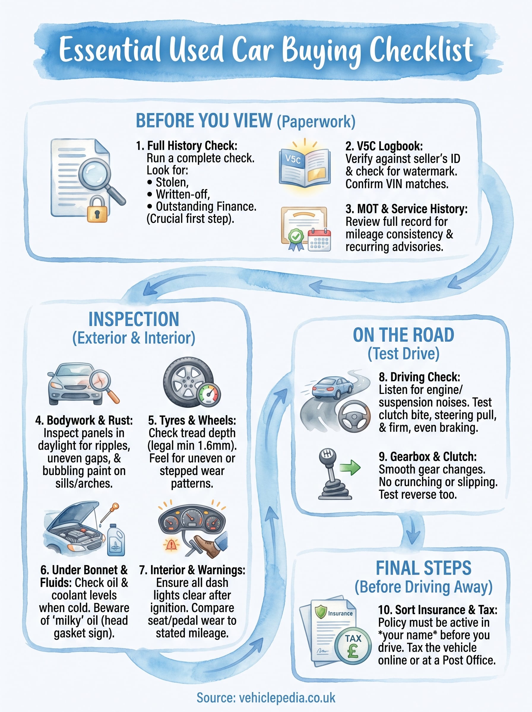 used car buying checklist infographic