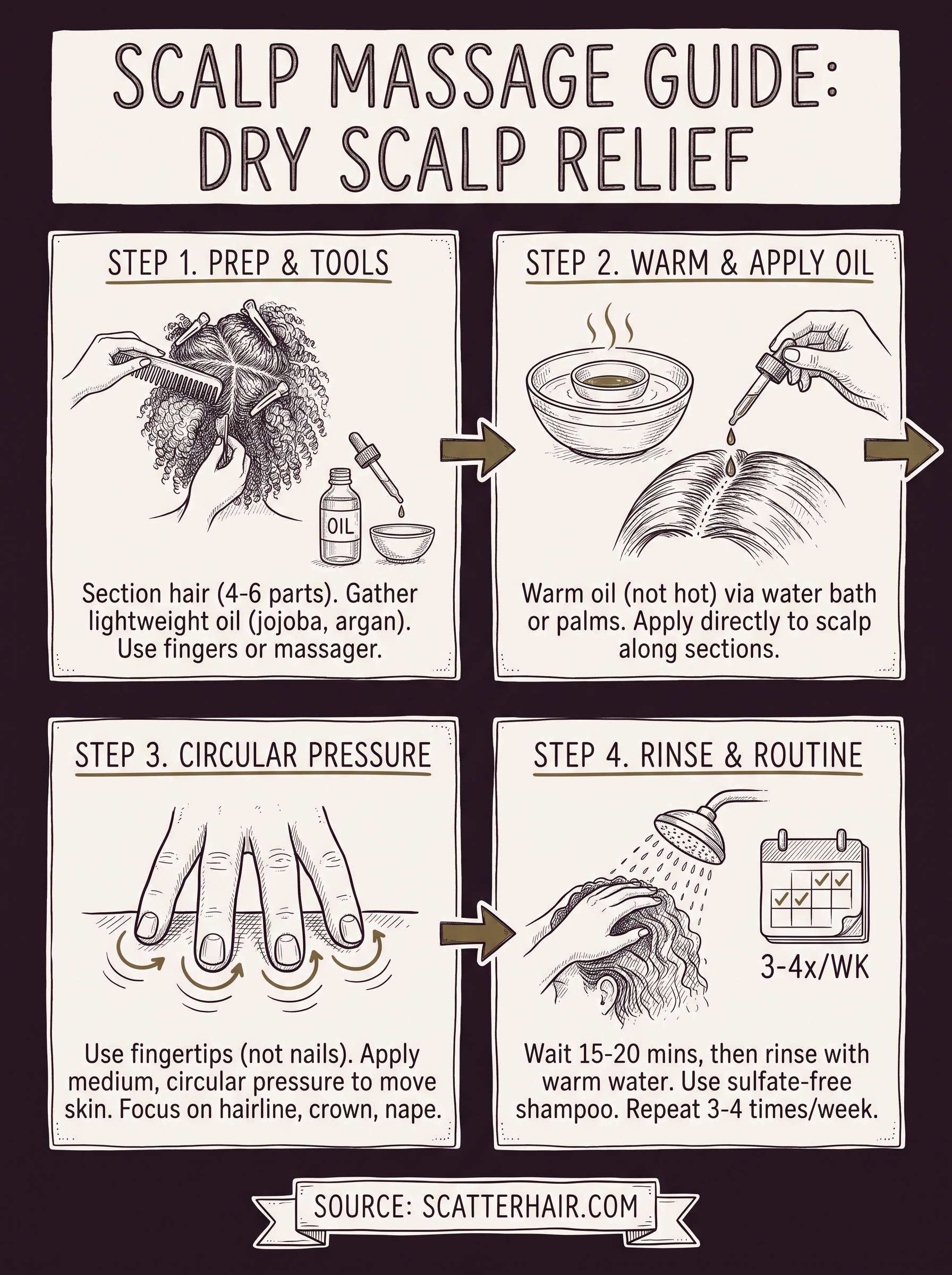 scalp massage for dry scalp infographic