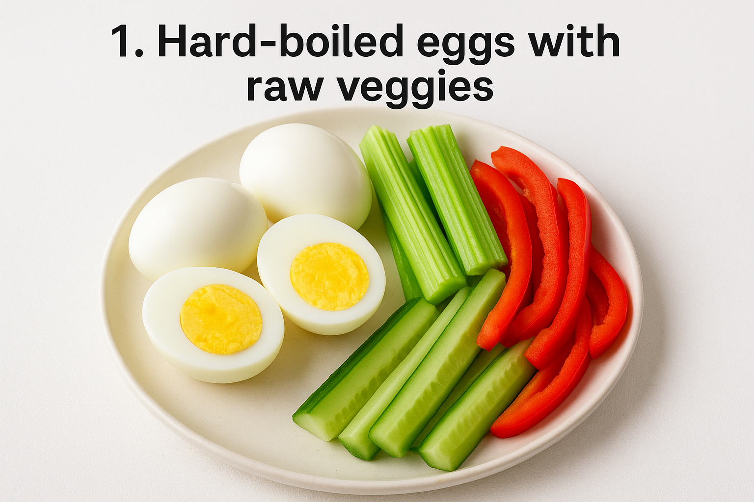 1. Hard-boiled eggs with raw veggies