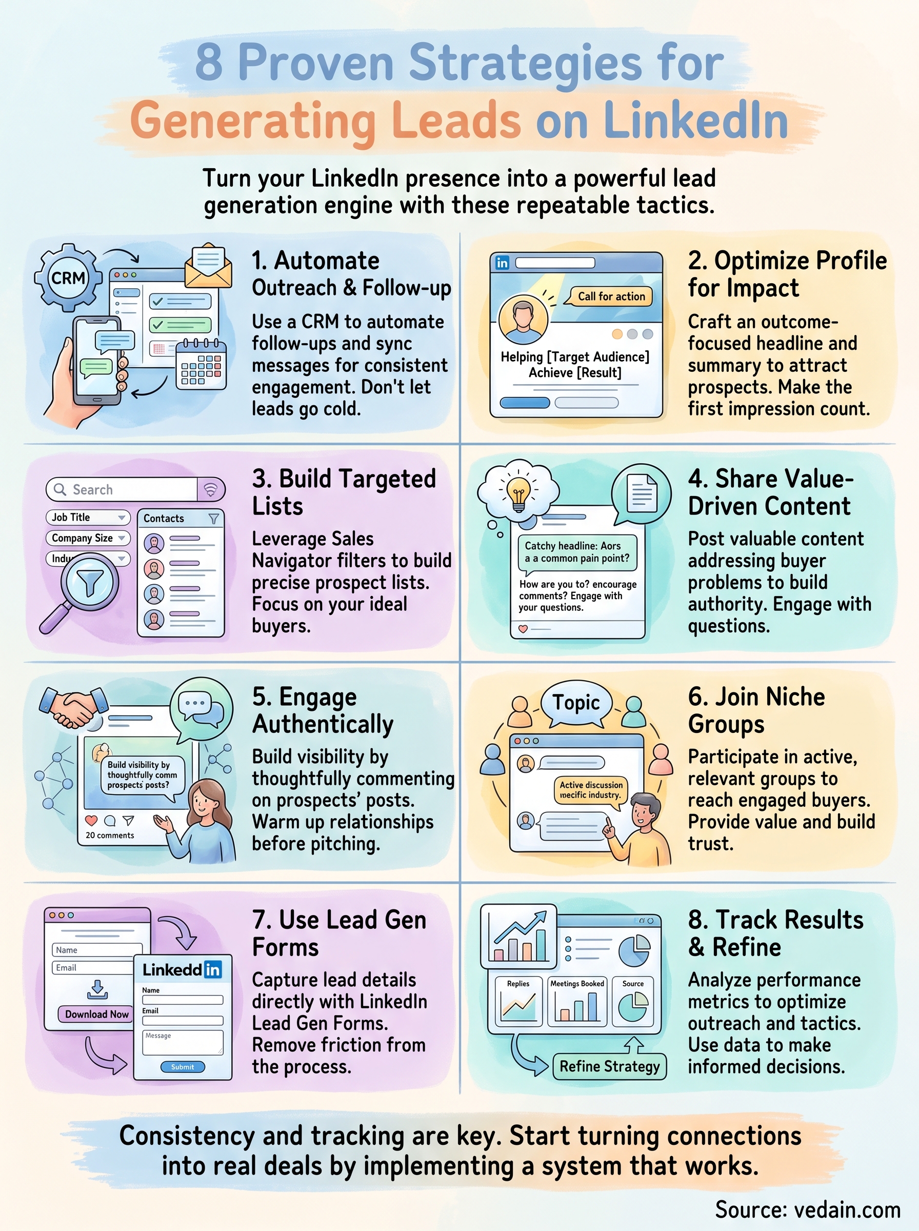 how to generate leads on linkedin infographic