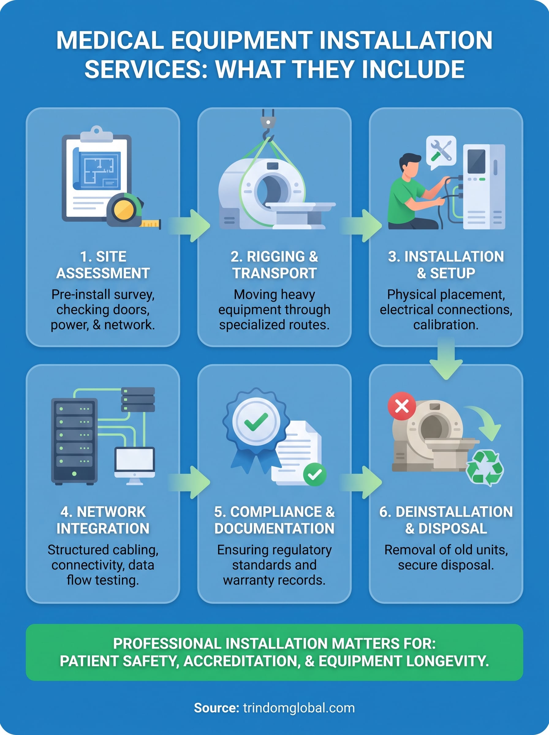 medical equipment installation services infographic