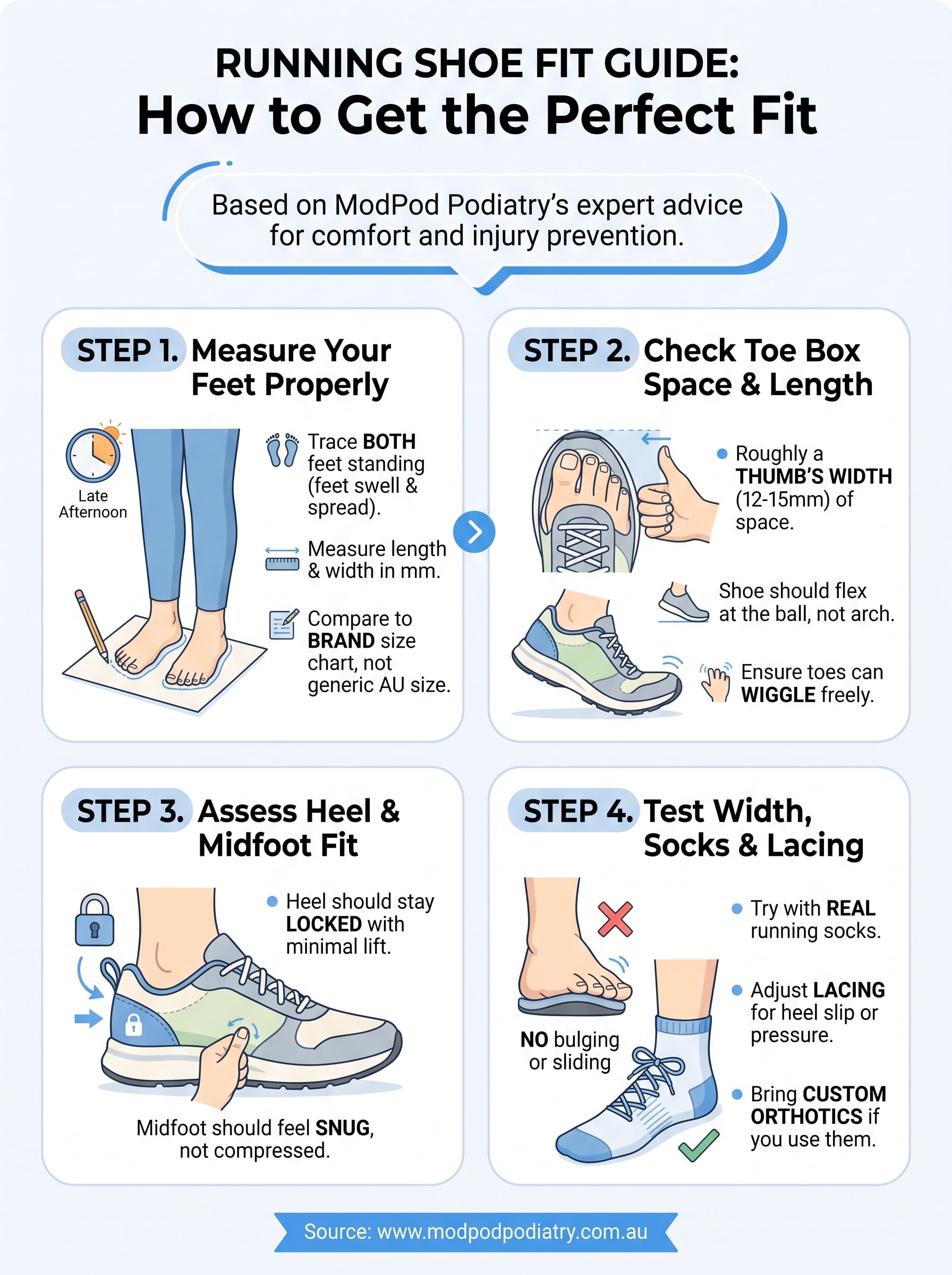 running shoe fit guide infographic