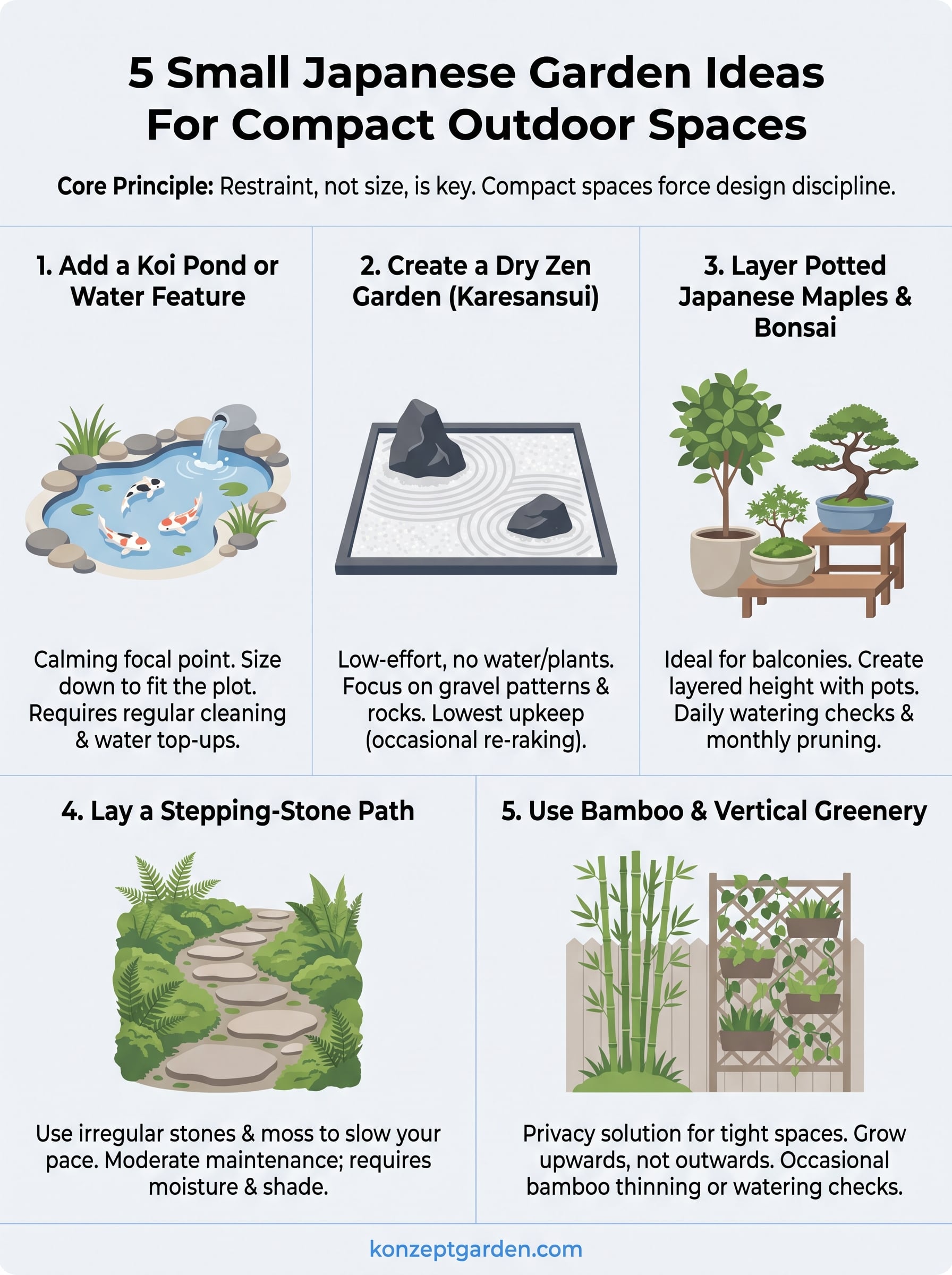 small japanese garden ideas infographic