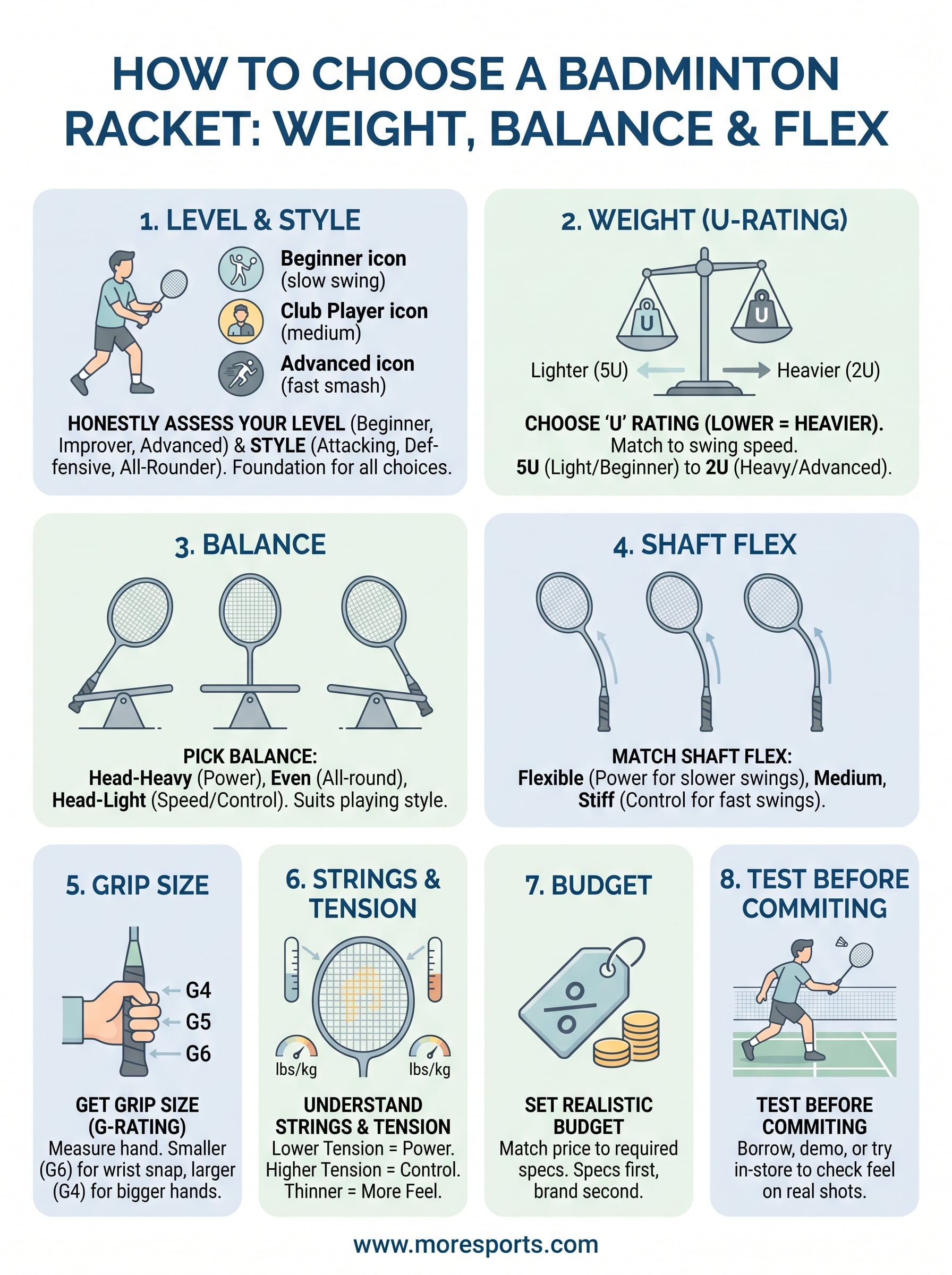 how to choose a badminton racket infographic