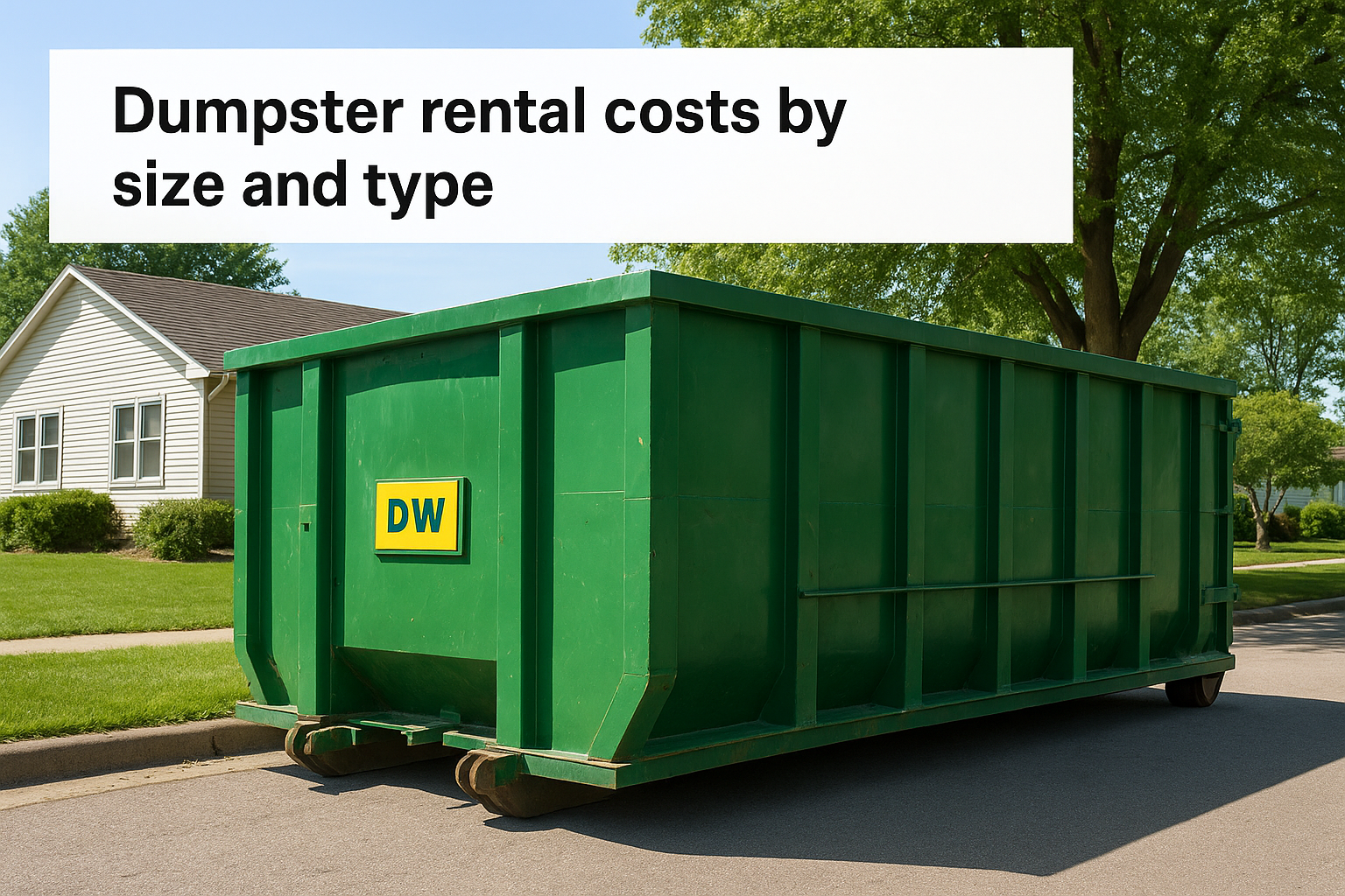 Dumpster rental costs by size and type