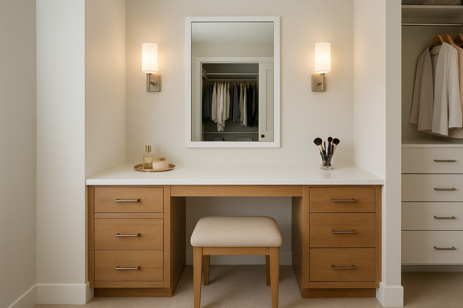 8. A built-in vanity or dressing area
