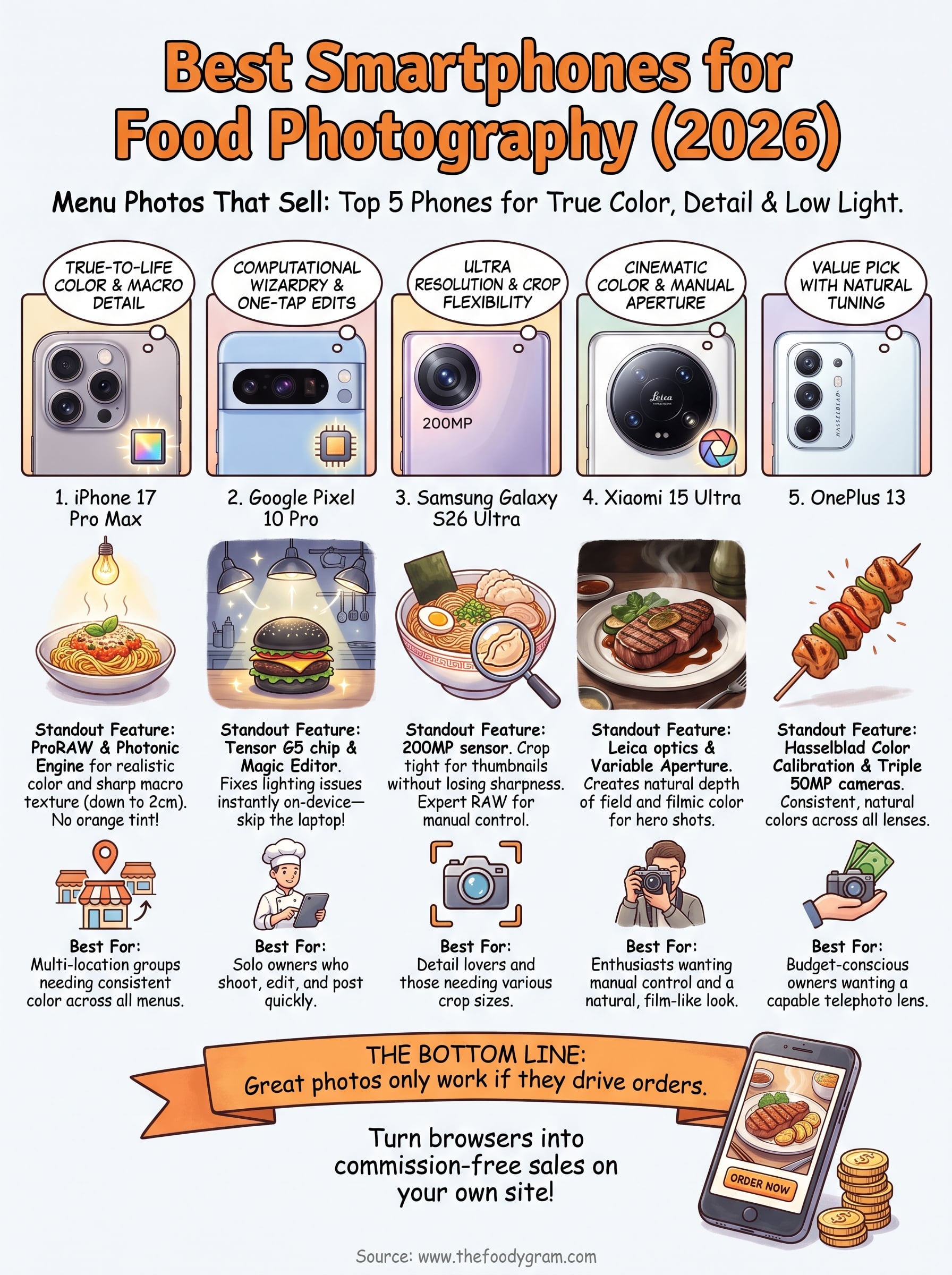 best smartphone for food photography infographic