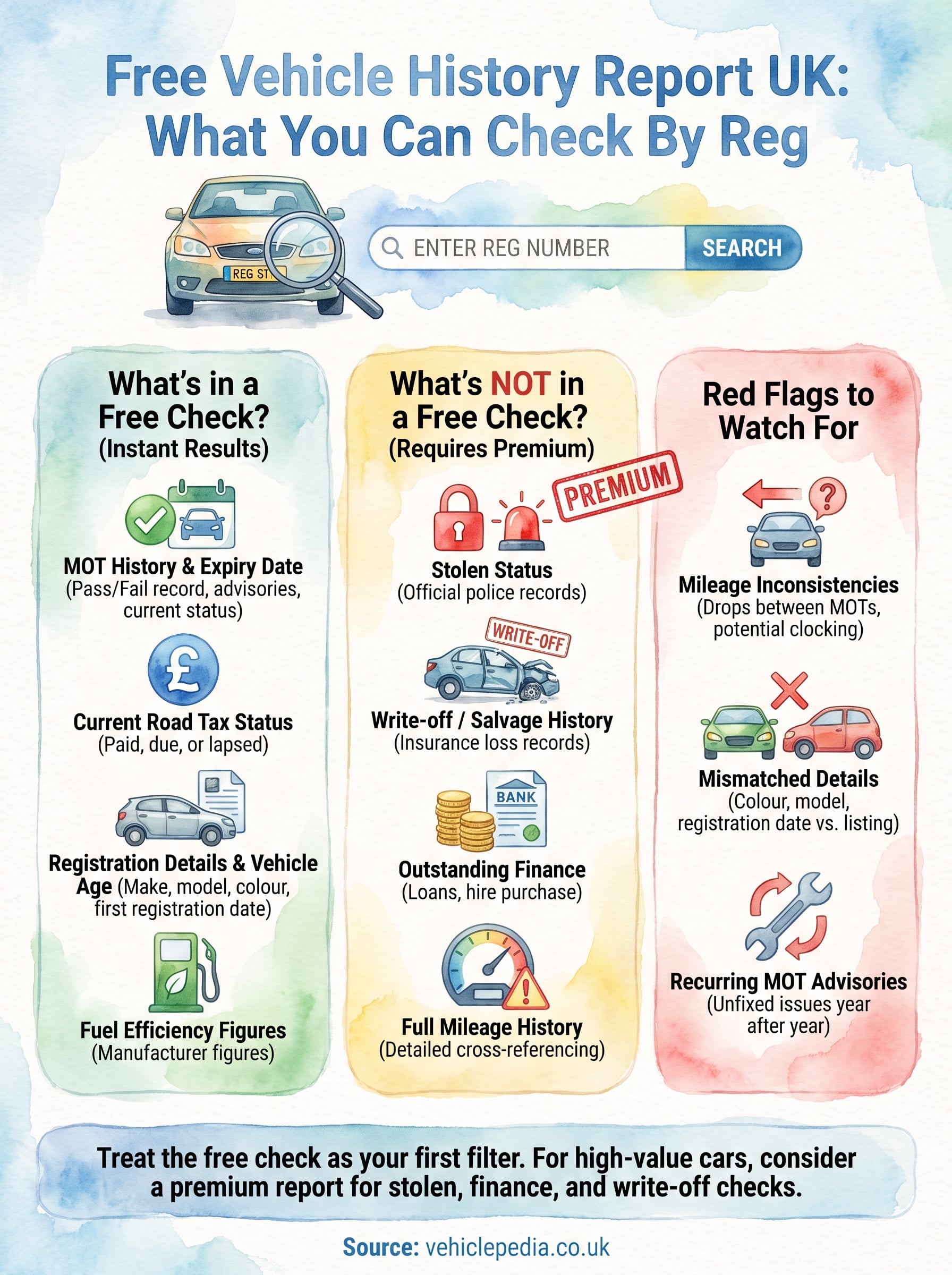 free vehicle history report uk infographic