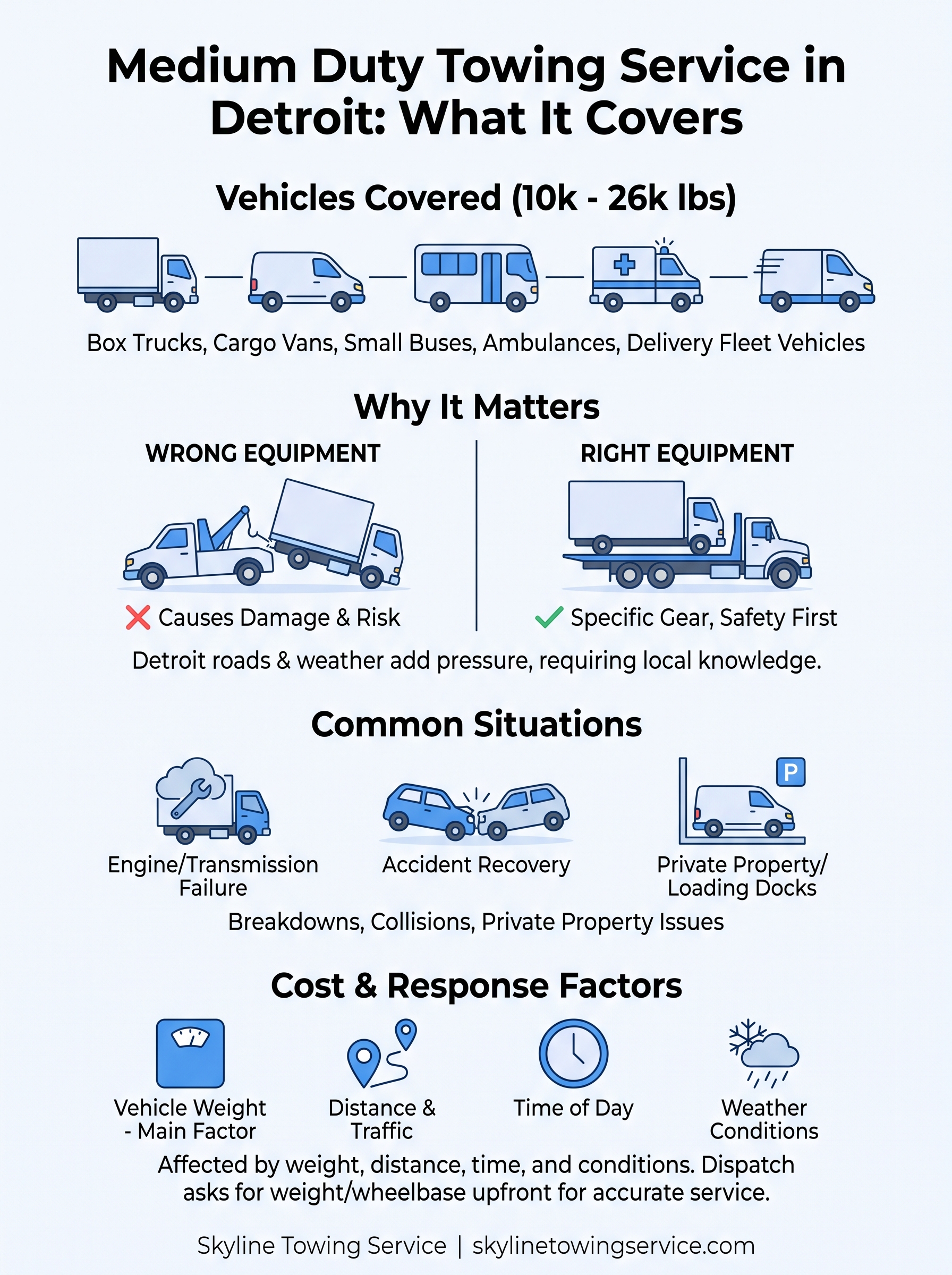 Medium Duty Towing Service Near Me: What It Covers In Detroit medium duty towing service near me infographic