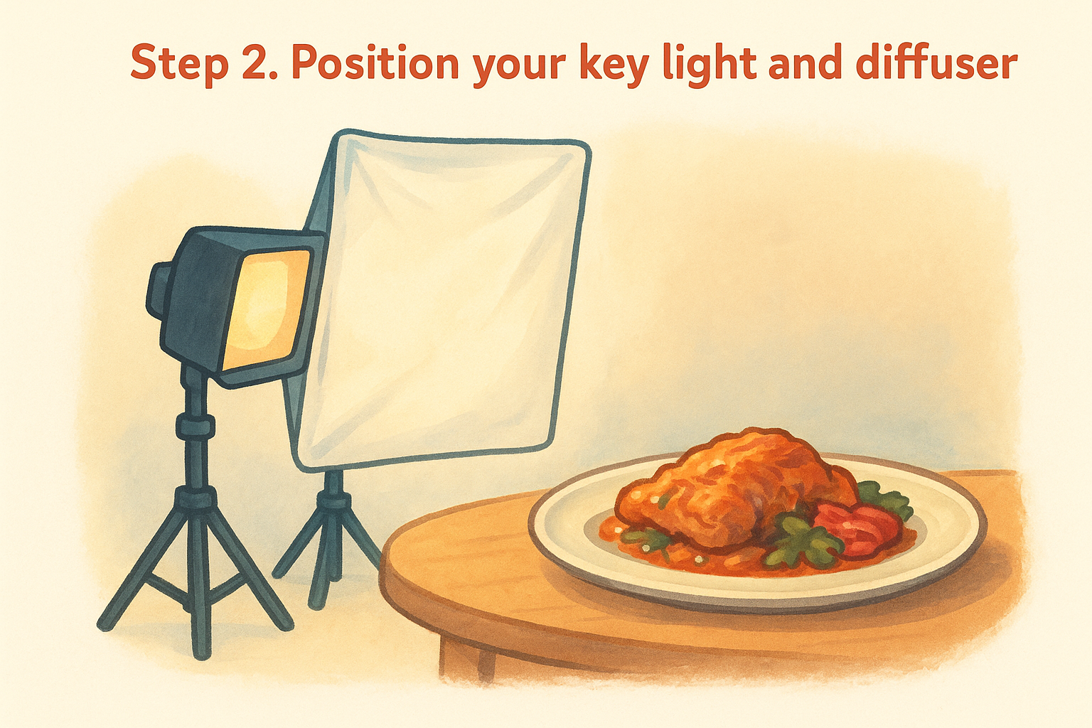 Step 2. Position your key light and diffuser