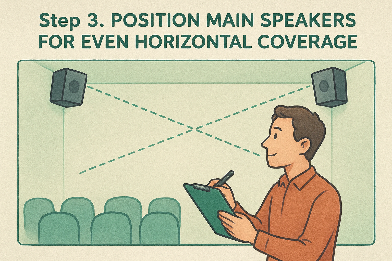 Step 3. Position main speakers for even horizontal coverage