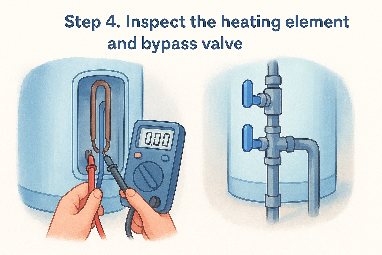 Step 4. Inspect the heating element and bypass valve