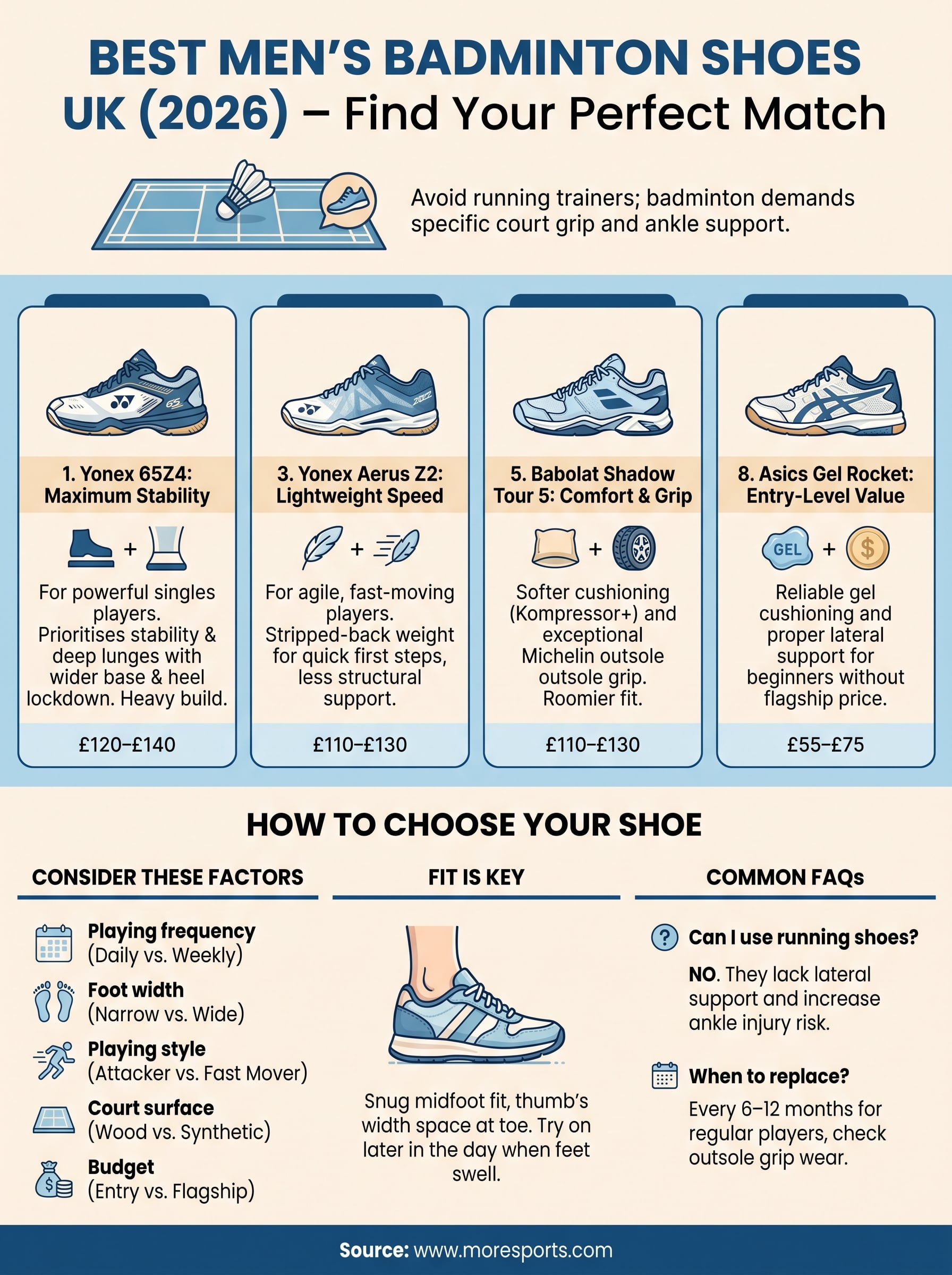 best badminton shoes for men infographic