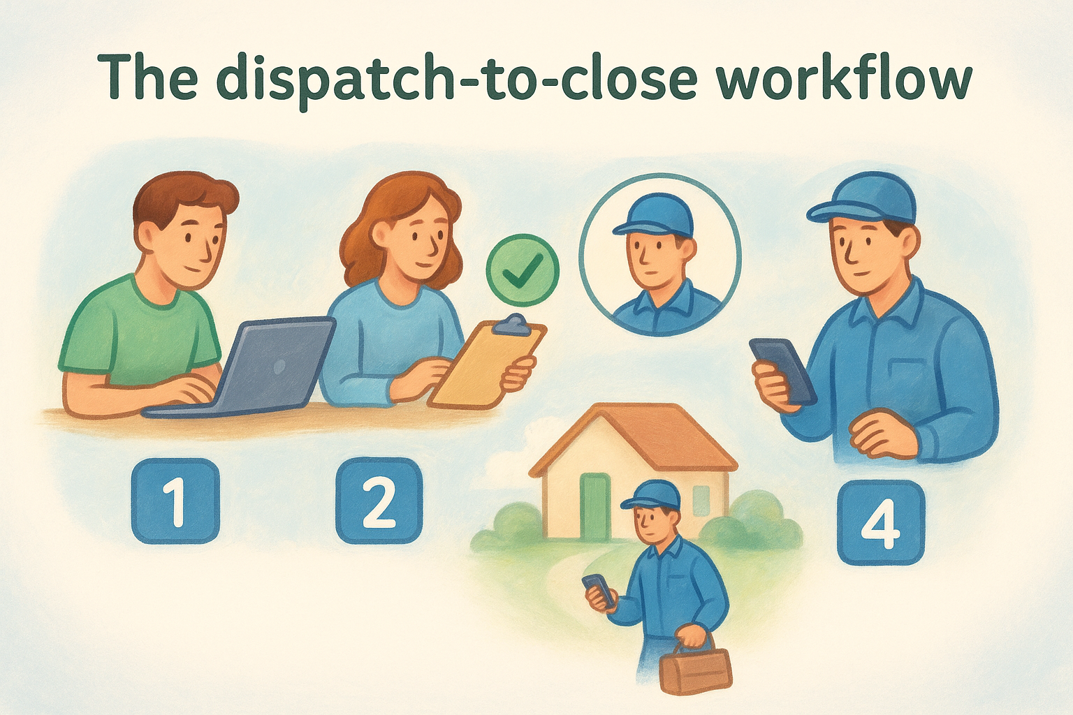 The dispatch-to-close workflow
