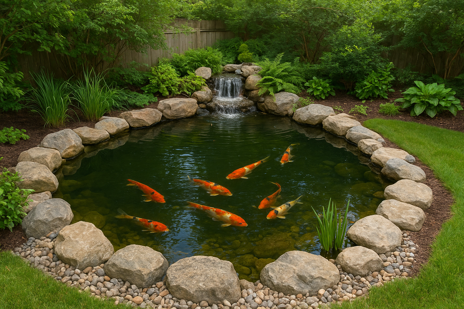 6. Add a low-maintenance koi pond or water feature