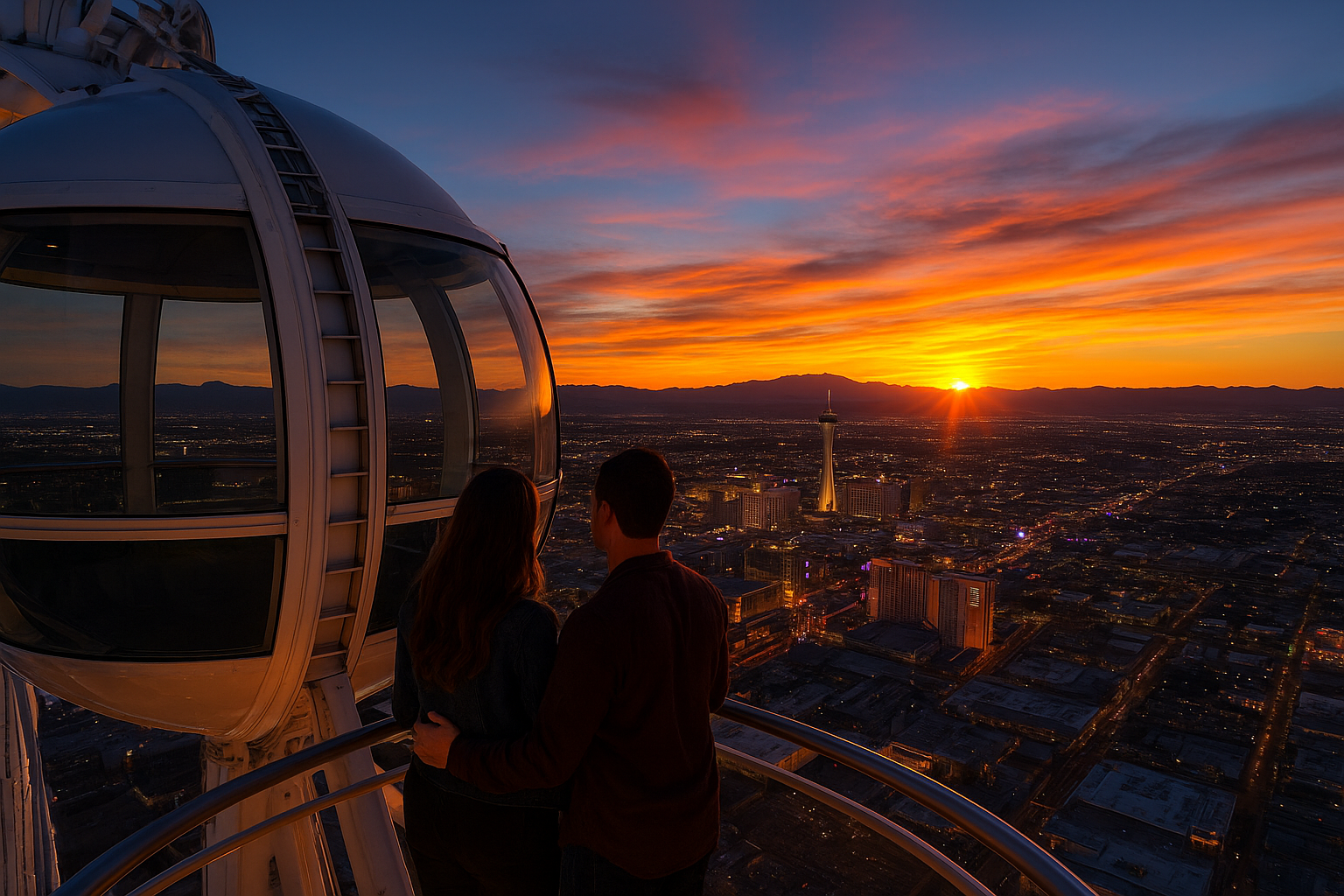 2. Sunset views atop the High Roller observation wheel