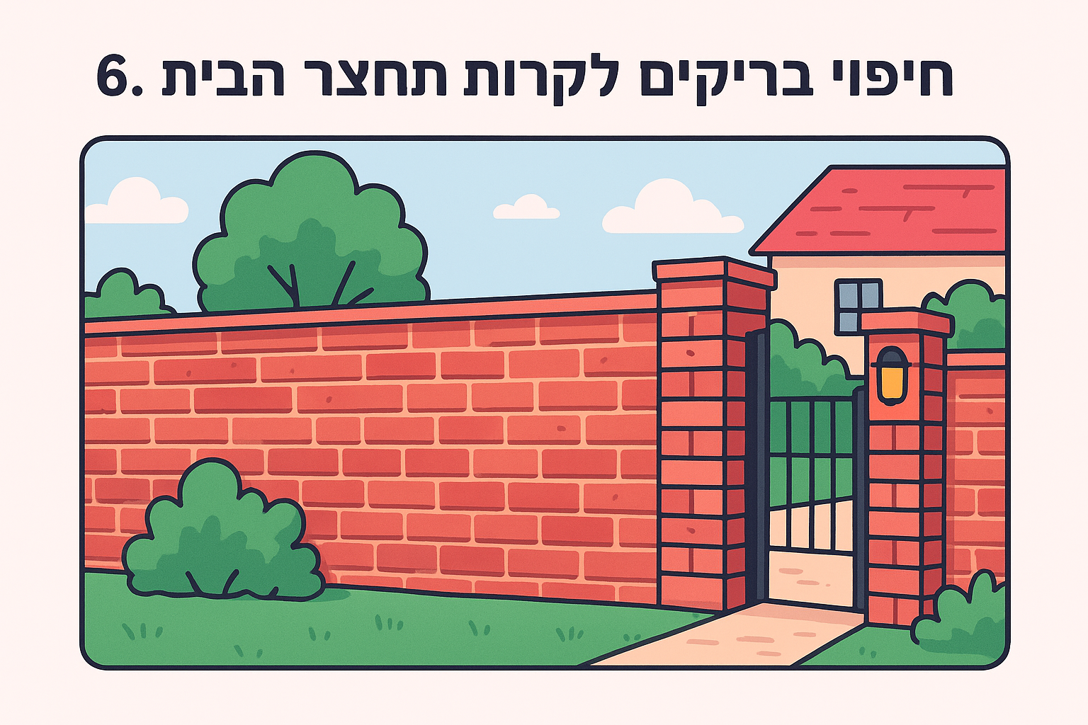 6. חיפוי בריקים לקירות חוץ ולחצר הבית