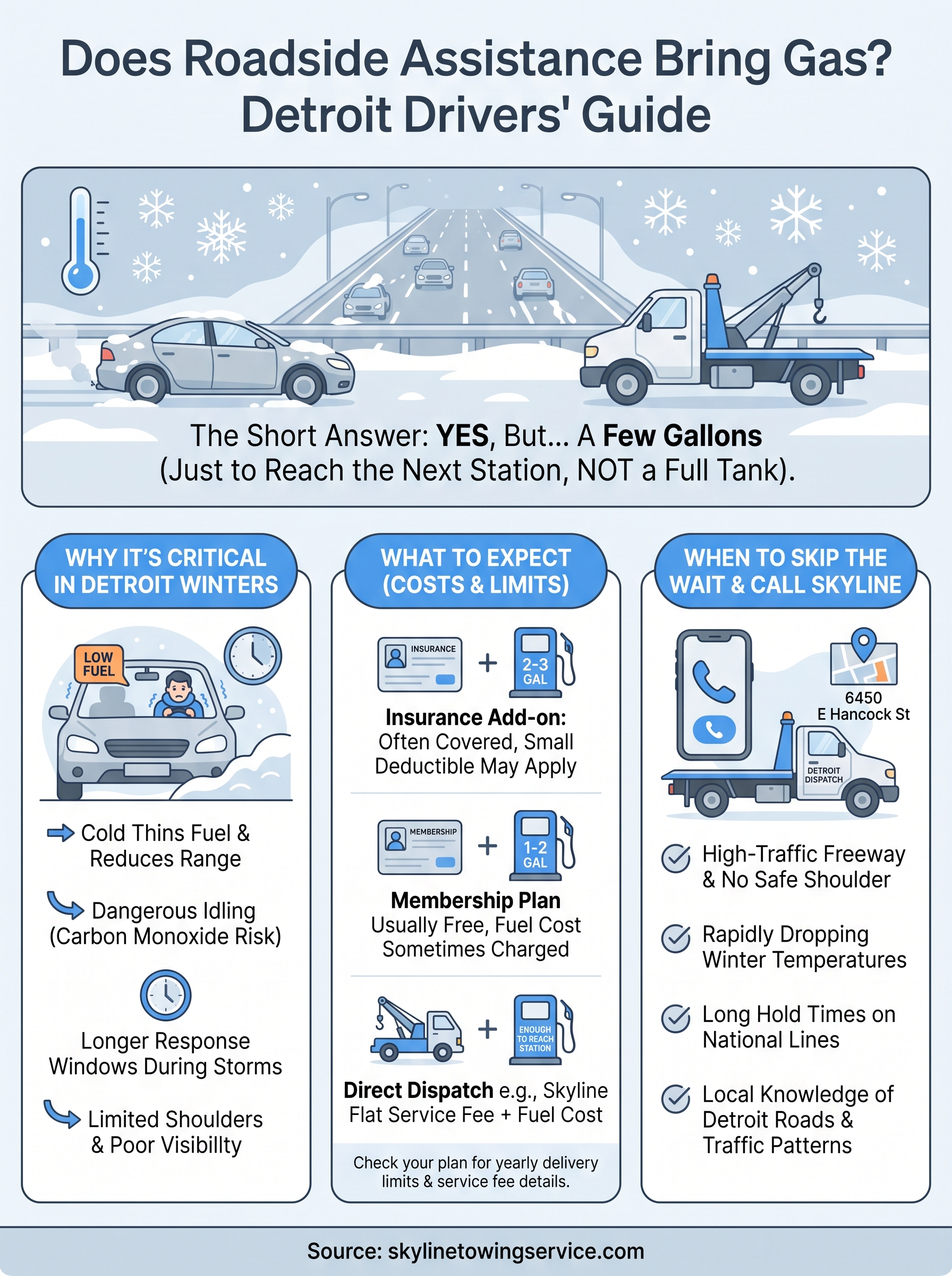 does roadside assistance bring gas infographic
