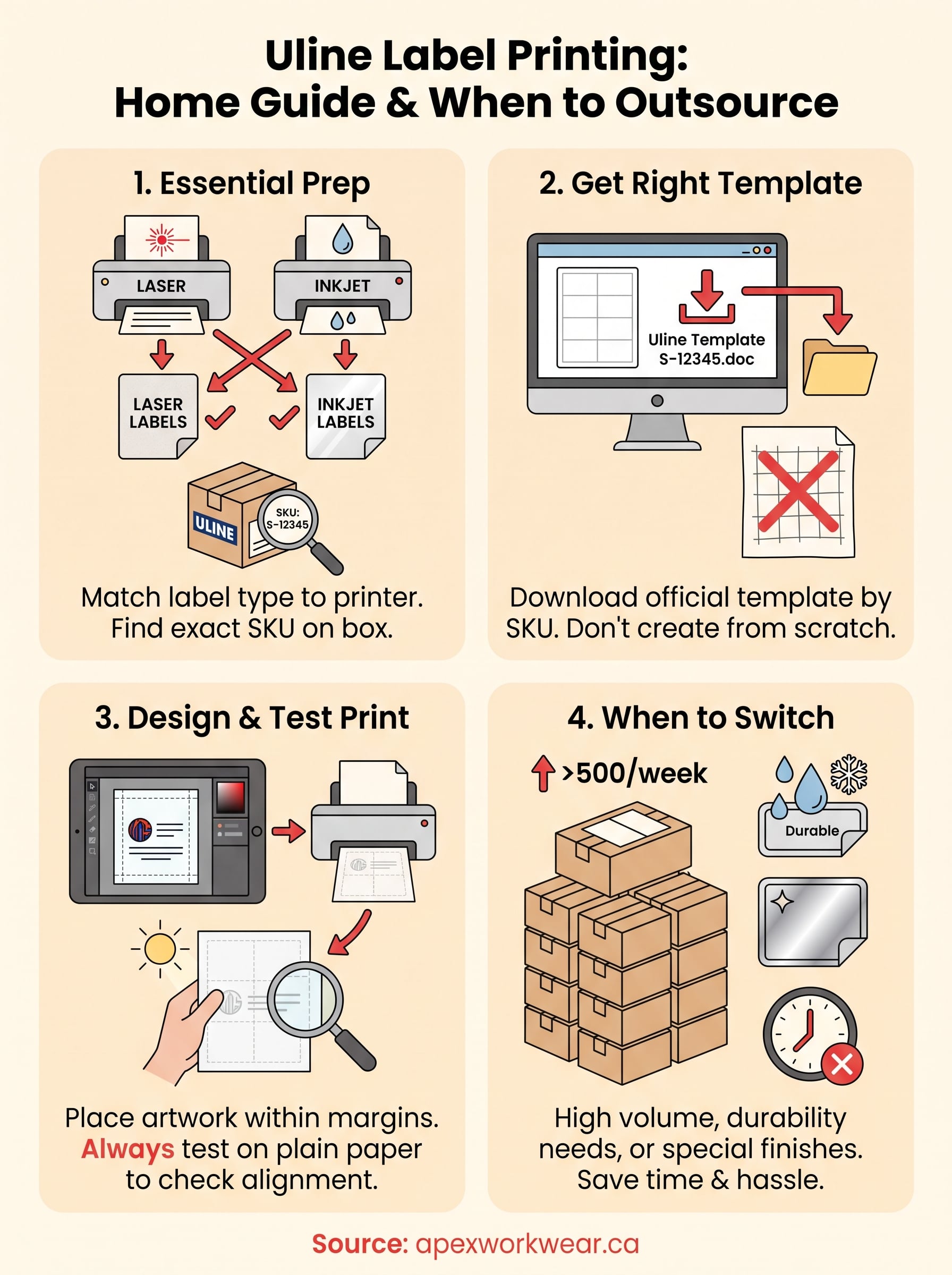 uline label printing infographic