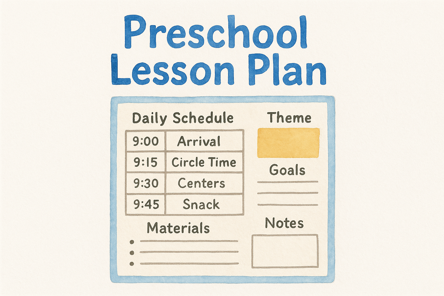 4. Preschool lesson plan template for early learners