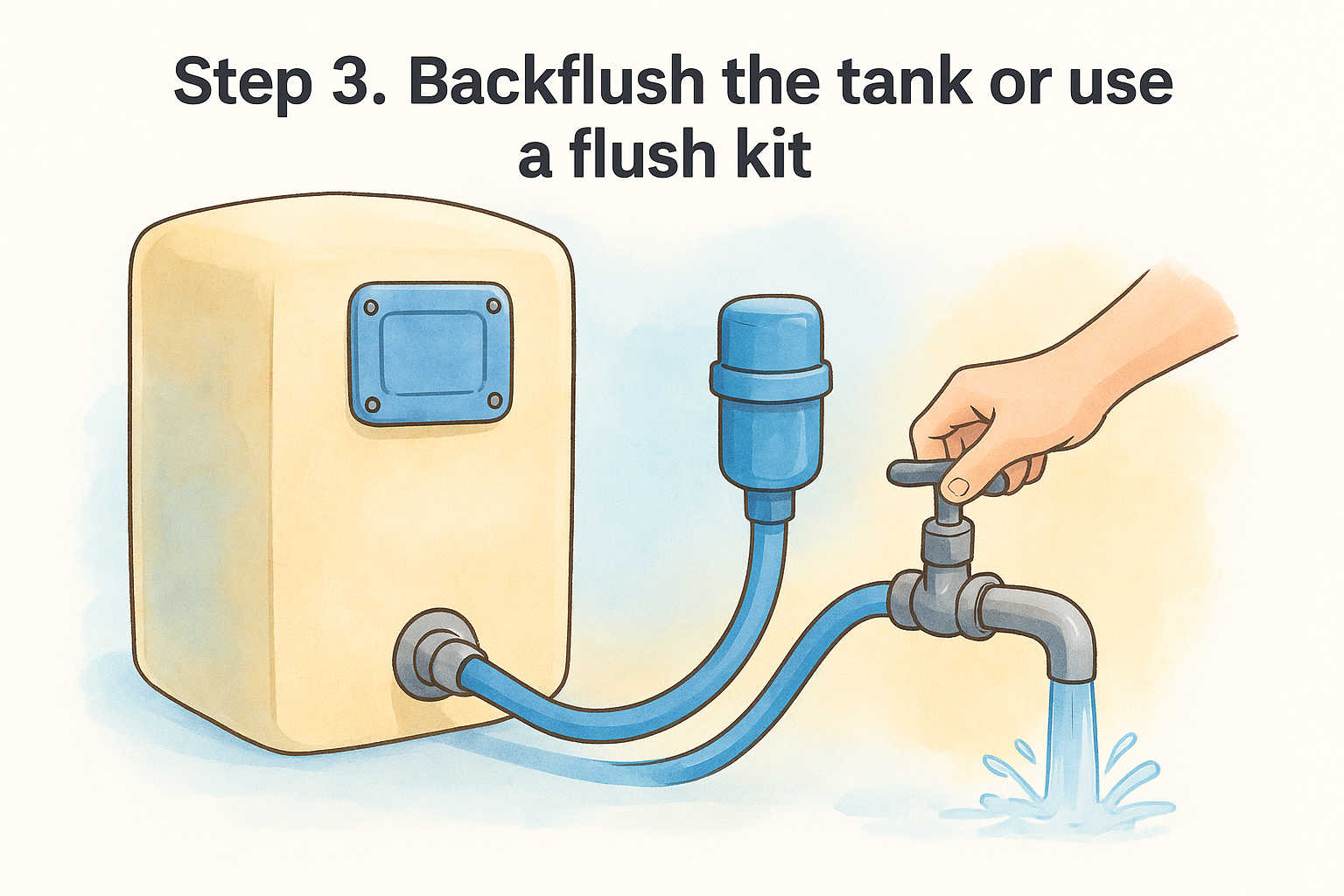 Step 3. Backflush the tank or use a flush kit