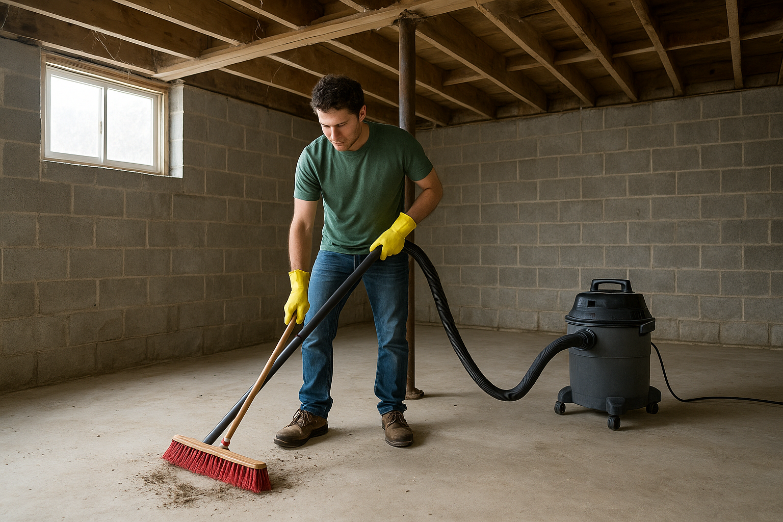 Sweep, vacuum, and knock down cobwebs first