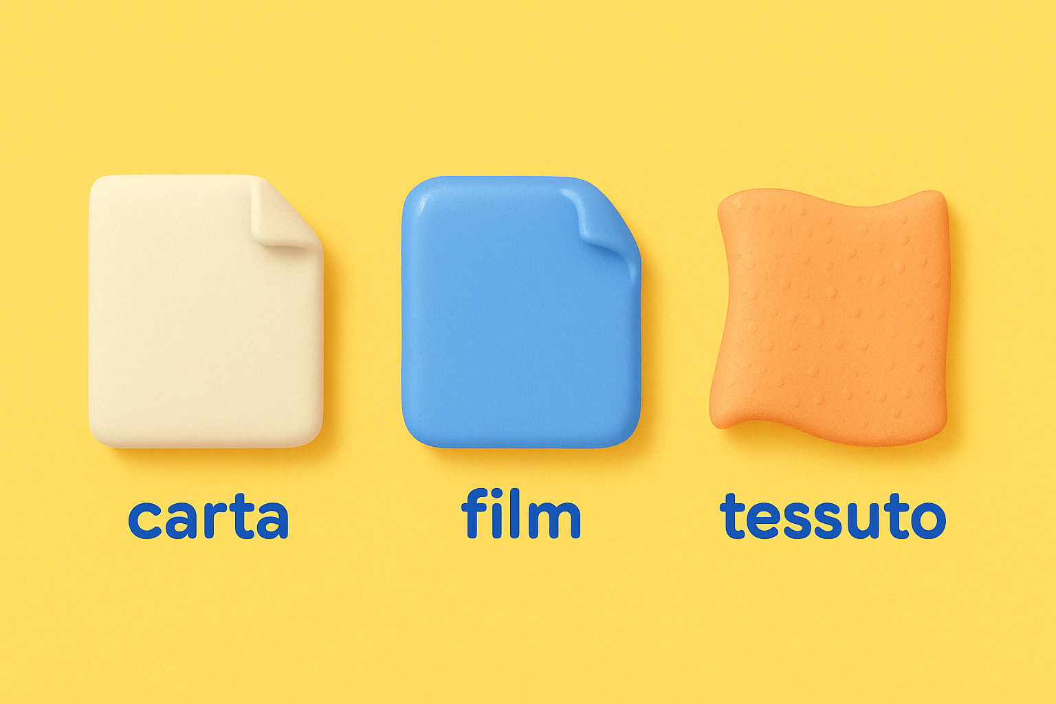 Materiali: carta, film o tessuto