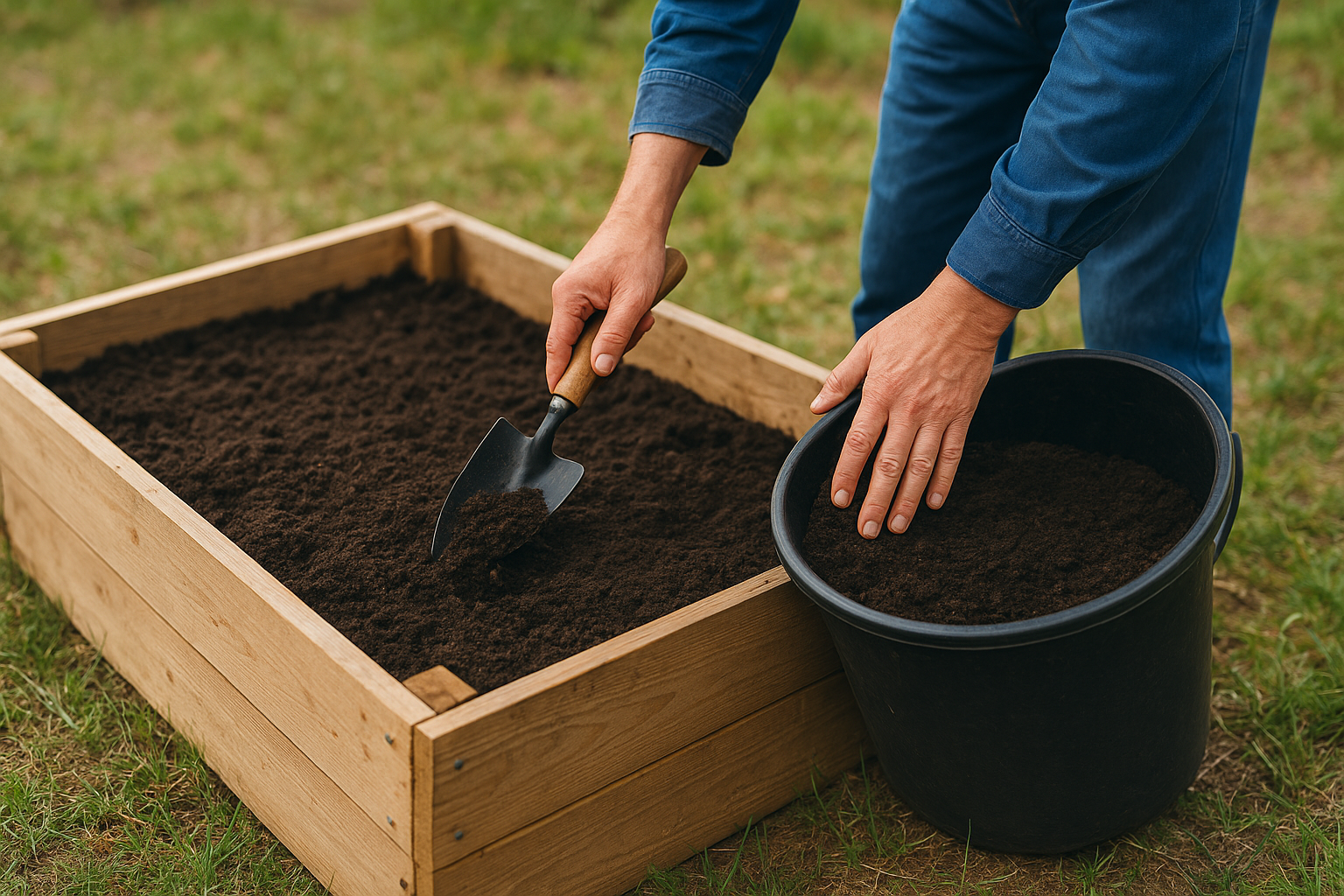 Fill raised beds and containers in stages