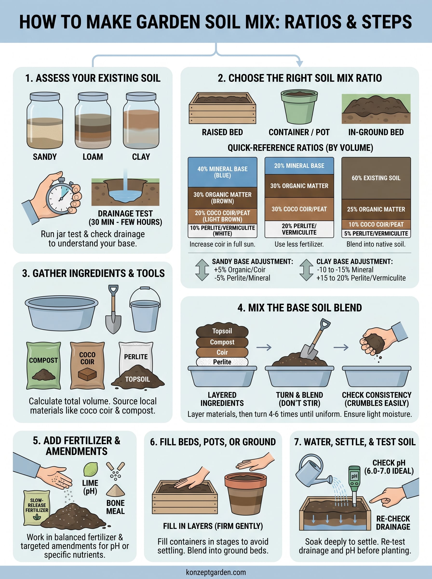 how to make garden soil mix infographic