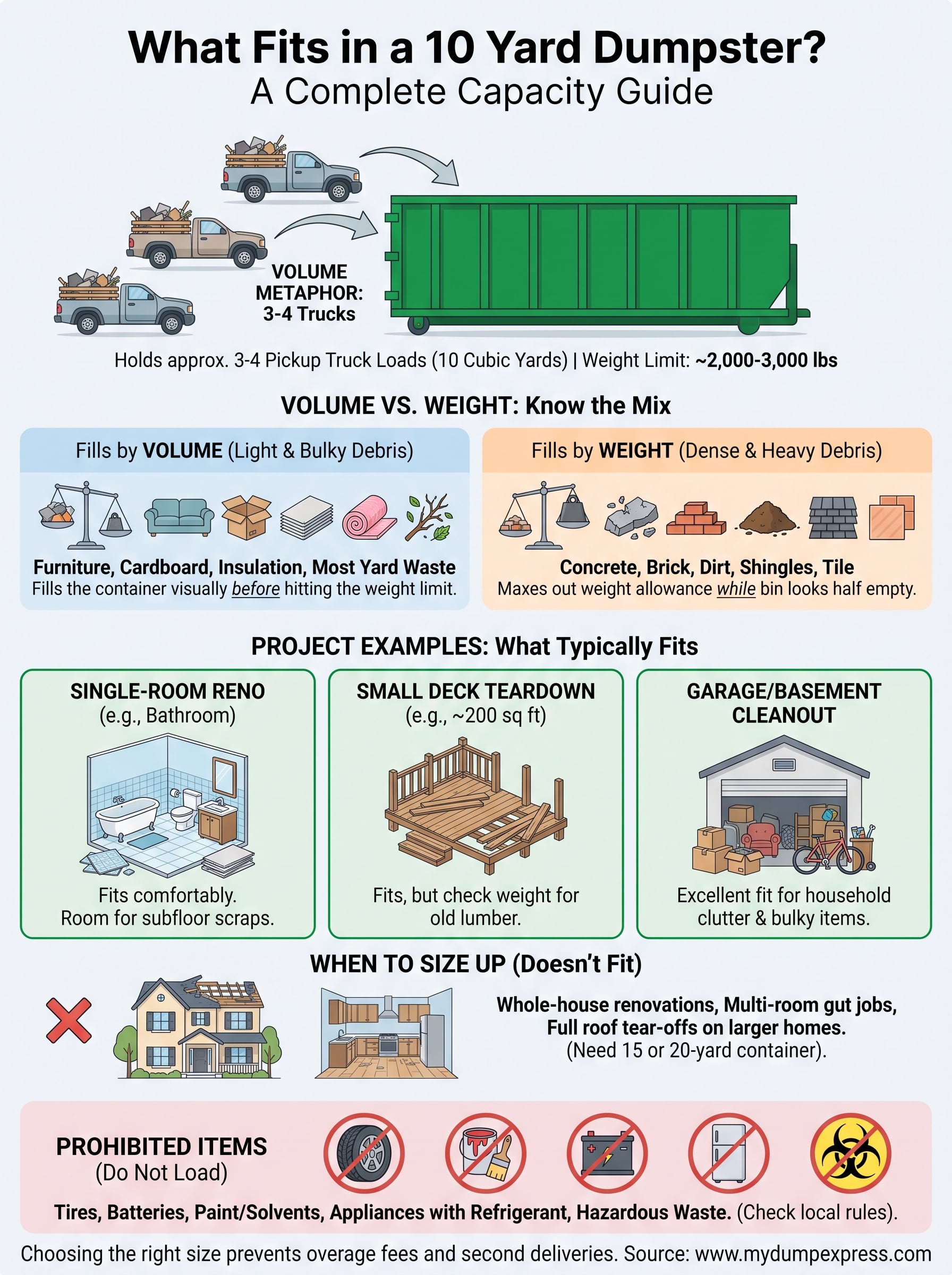 what fits in a 10 yard dumpster infographic