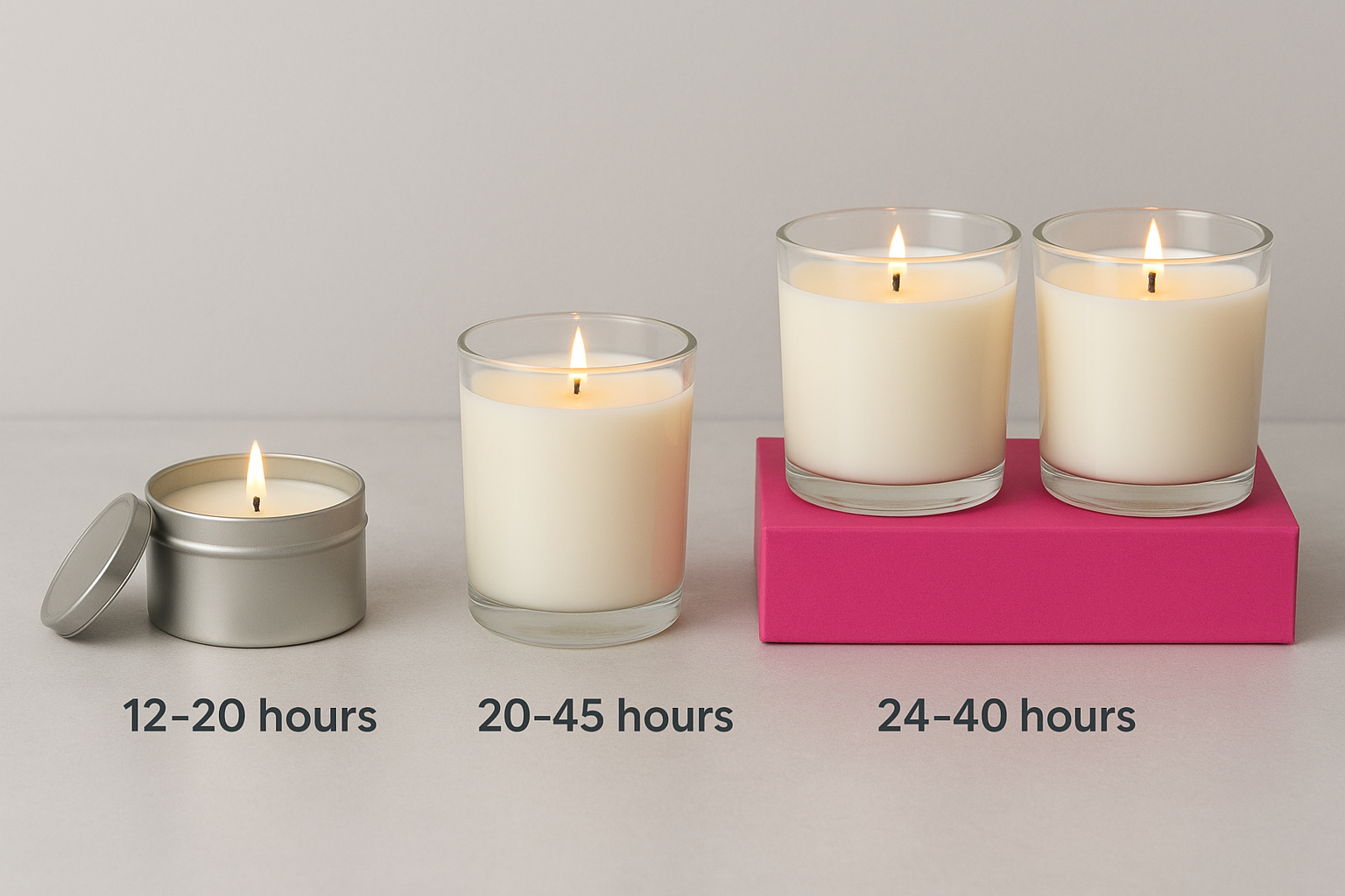 Burn time by candle size