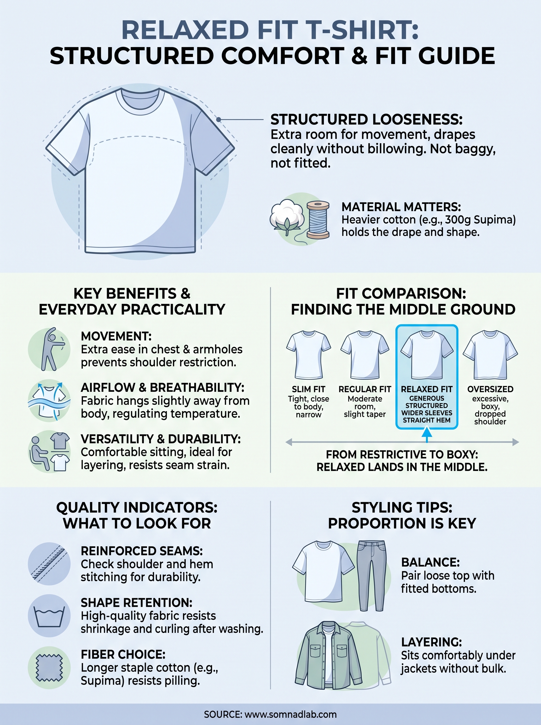 what is a relaxed fit t-shirt infographic