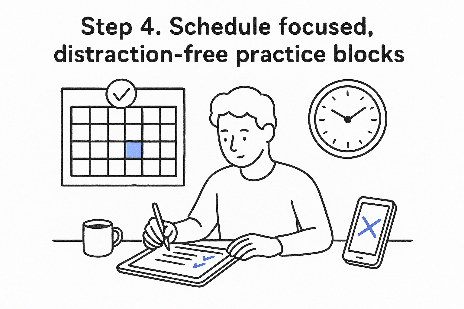 Step 4. Schedule focused, distraction-free practice blocks