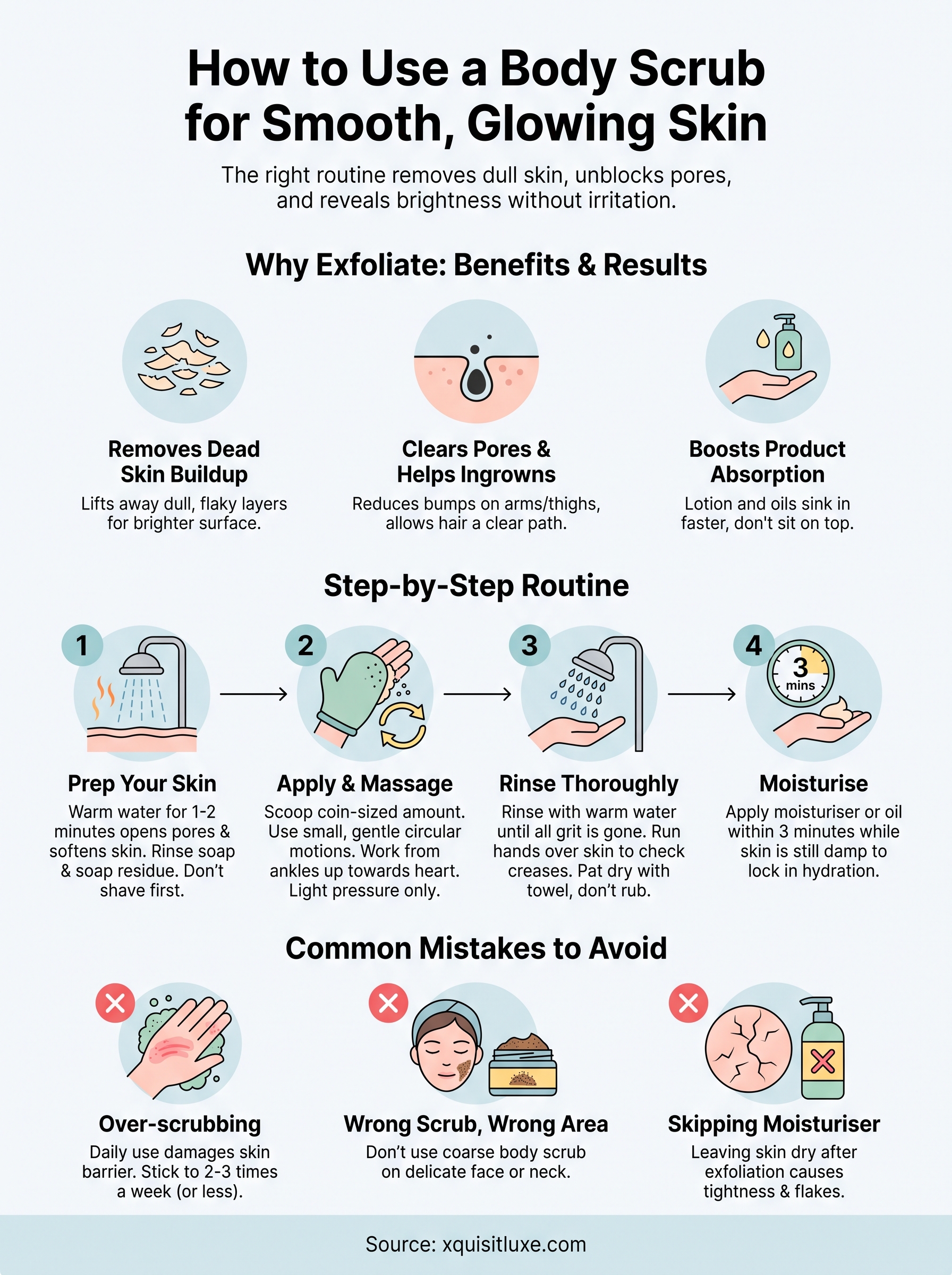 how to use a body scrub infographic