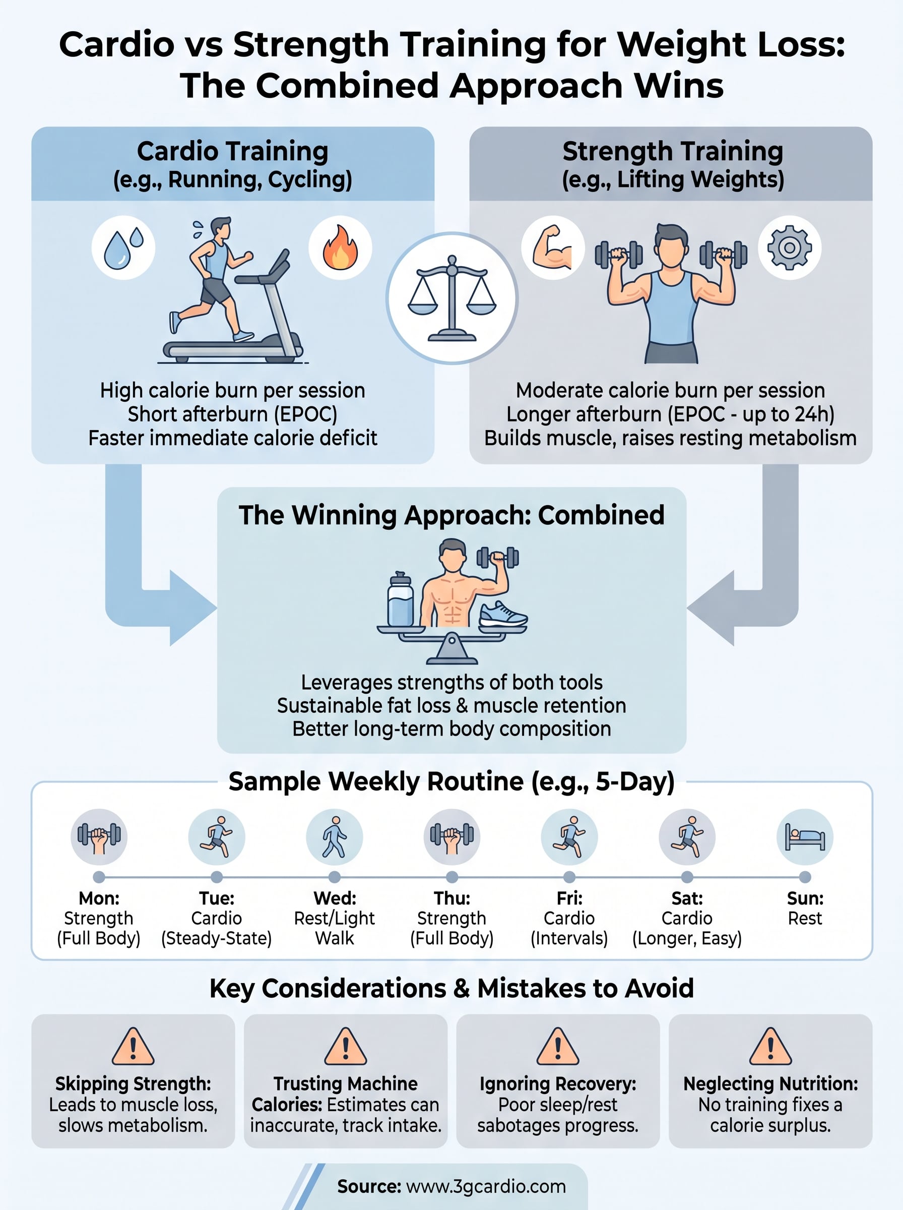 cardio vs strength training for weight loss infographic