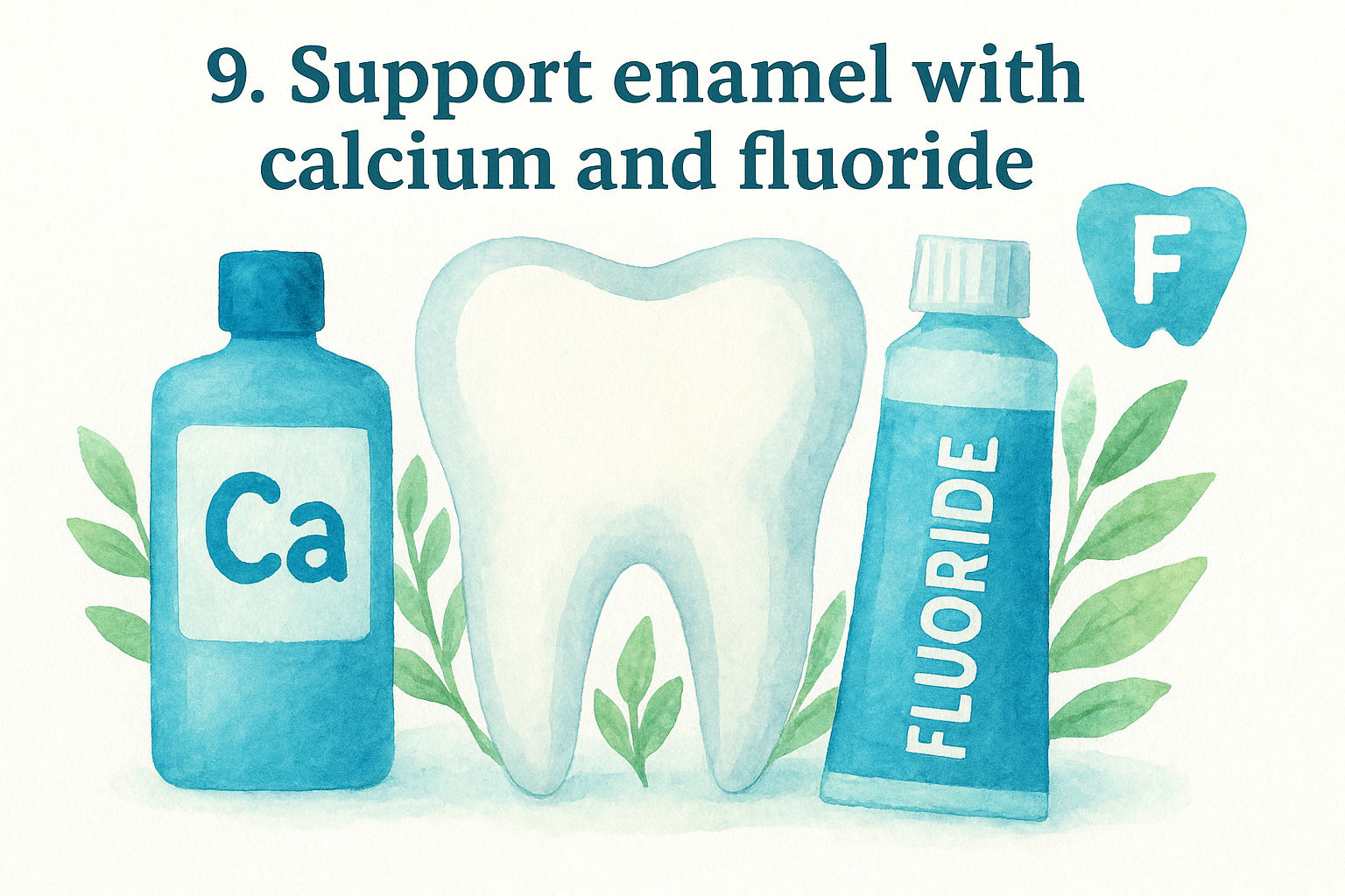 9. Support enamel with calcium and fluoride