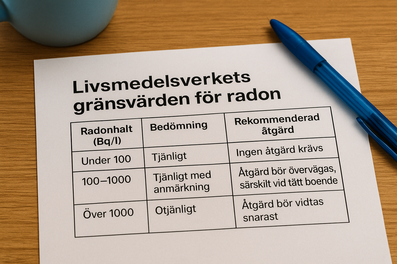 Livsmedelsverkets gränsvärden för radon