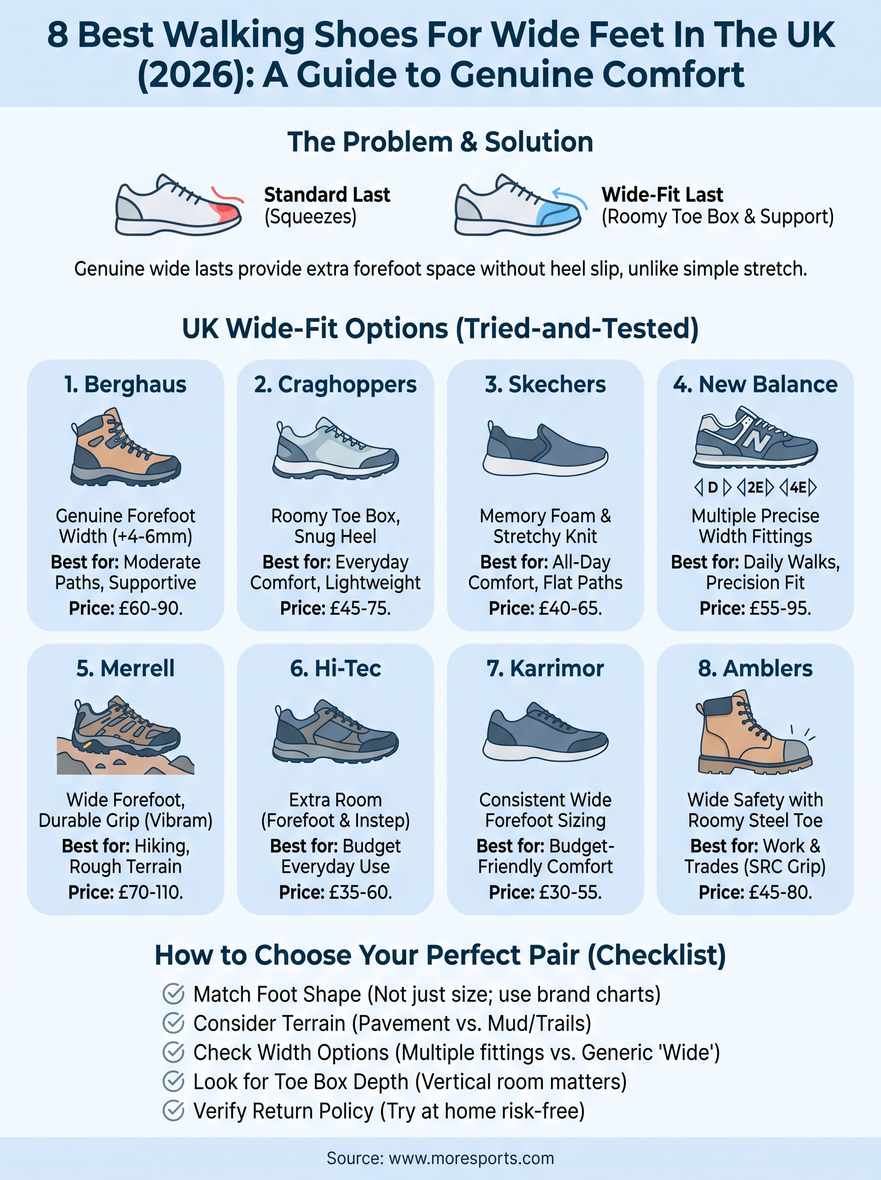walking shoes for wide feet infographic